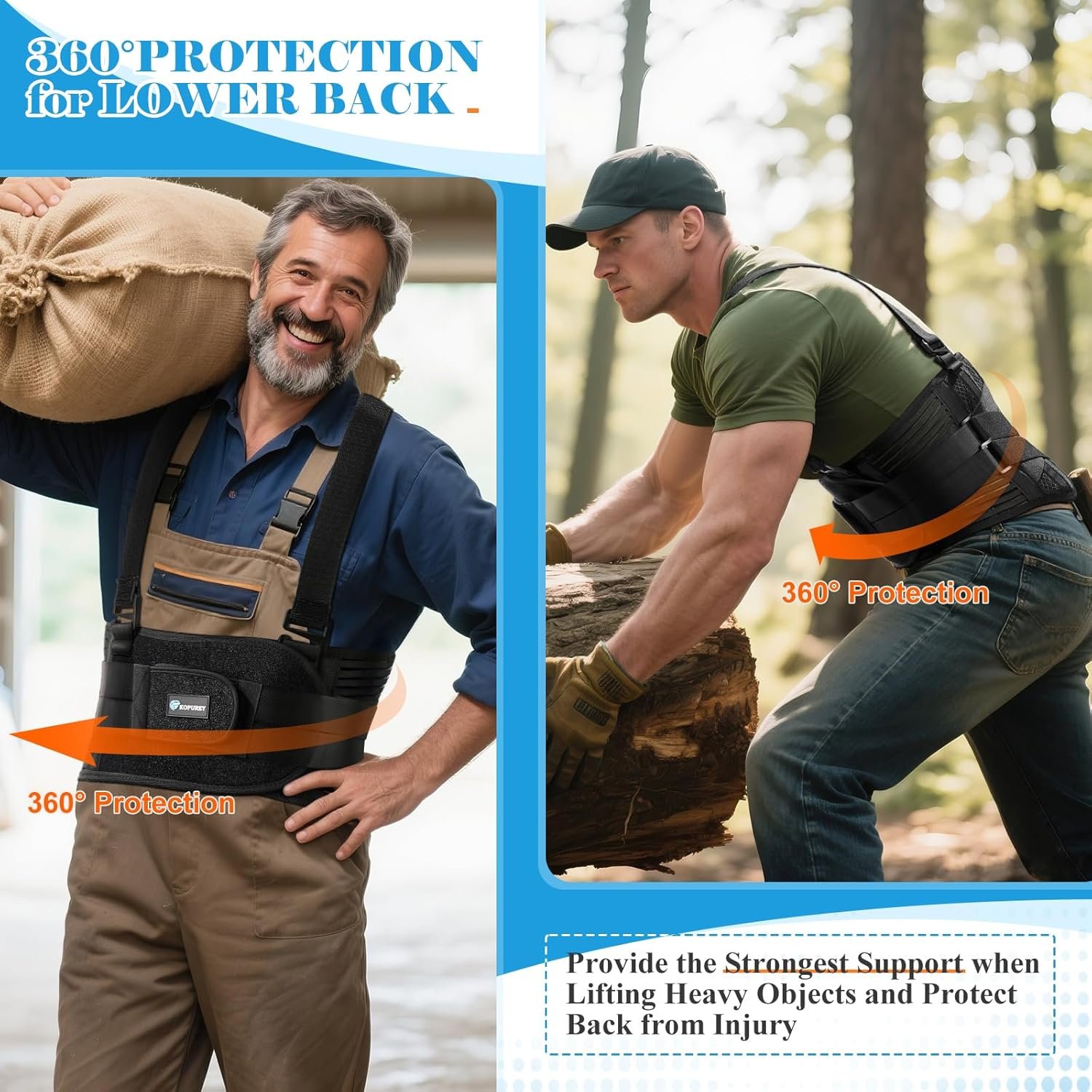 Back Support Belt with 2 Removable Suspender Straps, Back Posture Corrector for Heavy Lifting Safety Protector, Work Back Brace for Men Women in Construction, Warehouse Jobs Large - Image 6
