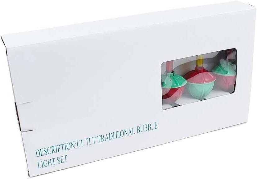 Novelty Lights Traditional Bubble Light Set, 7 Feet 7 Bulbs Red/Blue/Yellow Liquid with Multicolor Bases, 5 Watt E12/C7 Bulbs for Indoor Christmas Trees, Nostalgic Holiday Home Decor - Image 6