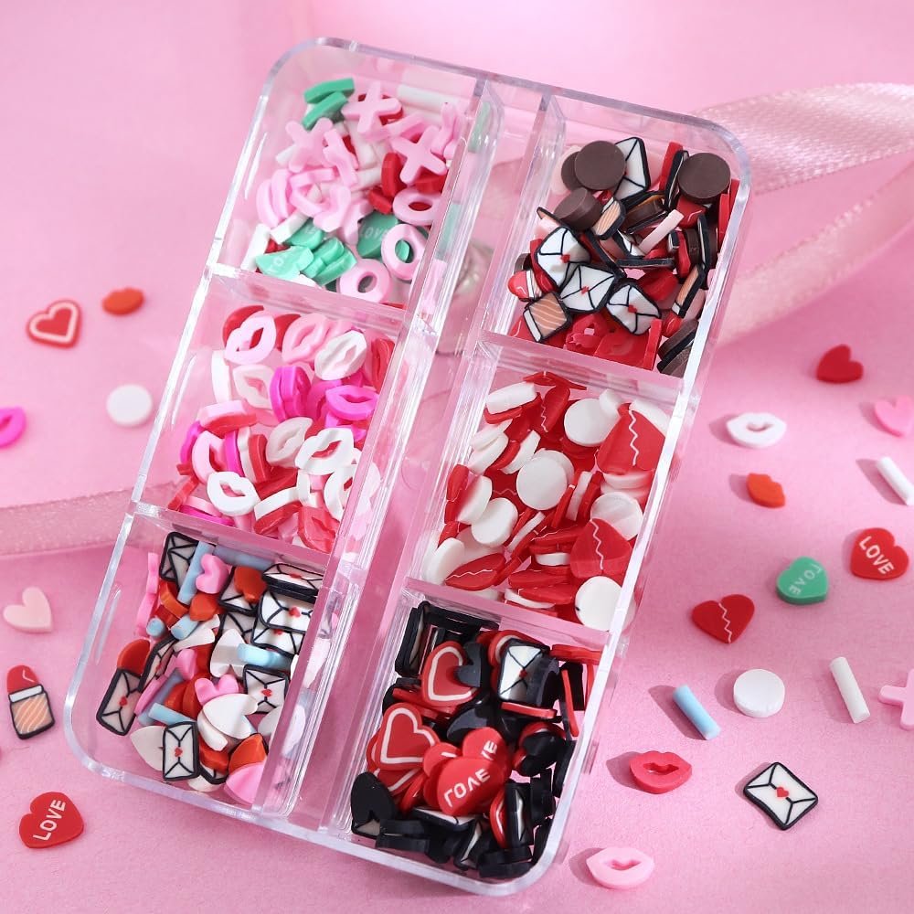 Valentine's Day Nail Art Slices Glitter Sequins 3D Heart Lips Envelope Shape Colorful Cute Nail Decals Paillettes for Girls Women DIY Nail Art Decoration - Image 3