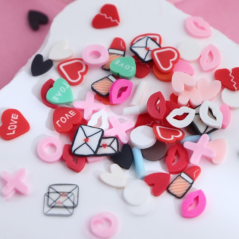 Valentine's Day Nail Art Slices Glitter Sequins 3D Heart Lips Envelope Shape Colorful Cute Nail Decals Paillettes for Girls Women DIY Nail Art Decoration - Image 4