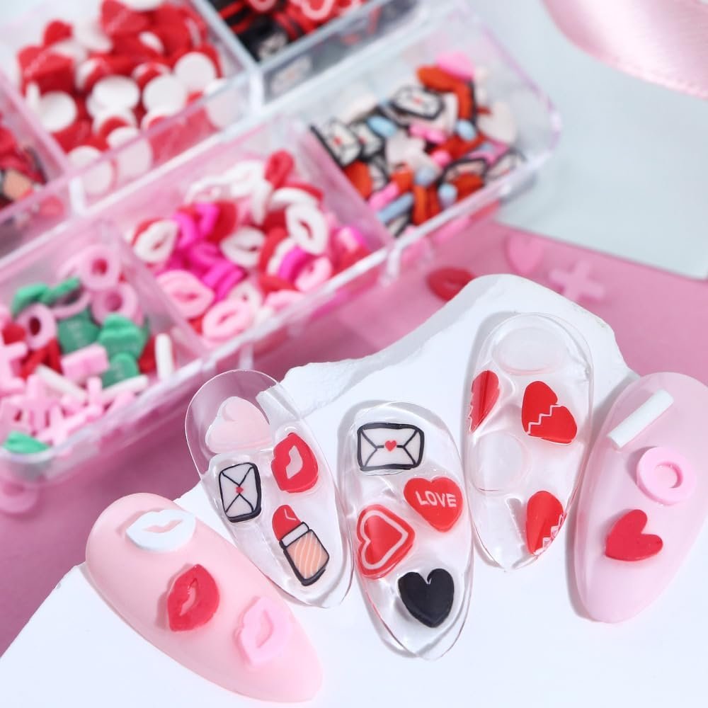 Valentine's Day Nail Art Slices Glitter Sequins 3D Heart Lips Envelope Shape Colorful Cute Nail Decals Paillettes for Girls Women DIY Nail Art Decoration - Image 6