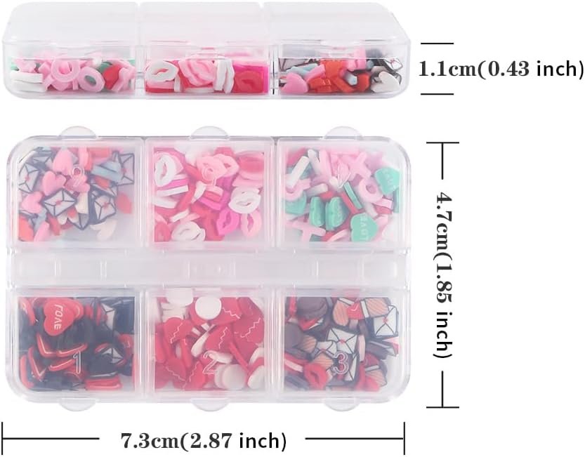 Valentine's Day Nail Art Slices Glitter Sequins 3D Heart Lips Envelope Shape Colorful Cute Nail Decals Paillettes for Girls Women DIY Nail Art Decoration - Image 7