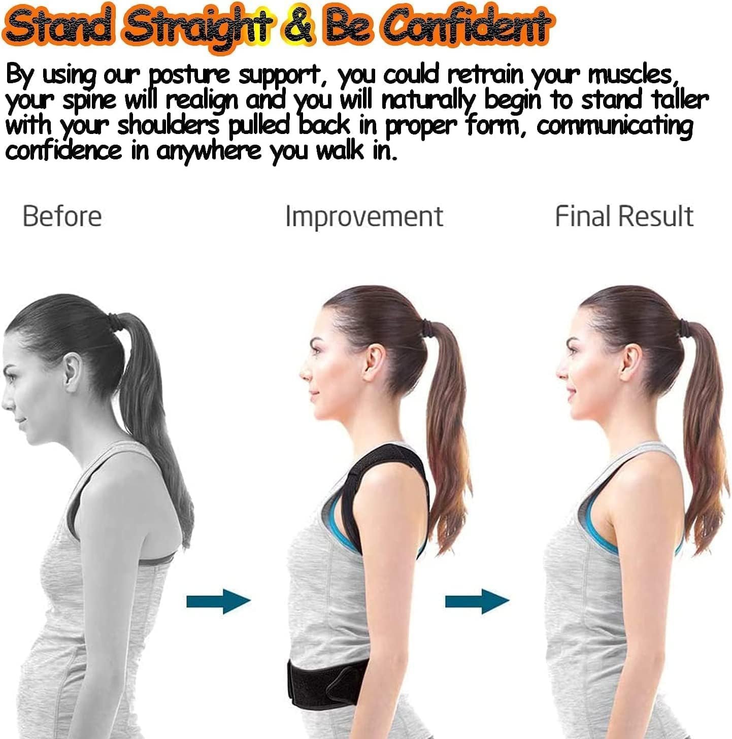 Posture Corrector for Women and Men, Adjustable Back Straightener Posture Corrector,Upper Lower Back Brace Support Belt for Men Women Body Neck Shoulder Trainer (XXXL, Black) - Image 5