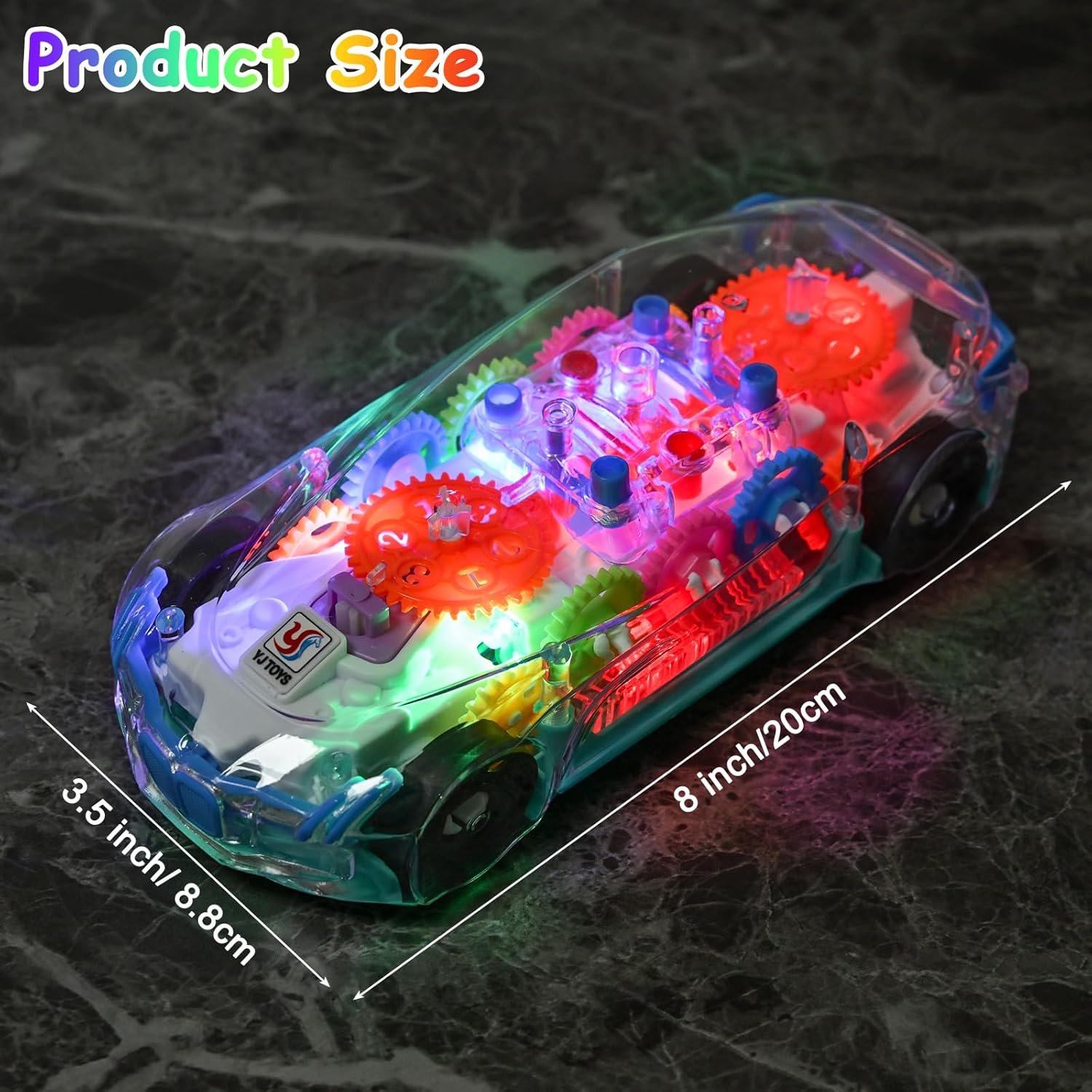 Light Up Transparent Car Toy for Kids, Sensory Toys for Kid, Toy Car with Colorful Moving Gears, Fun Educational Toy for Kids, Birthday Gifts Idea for Boys Girls - Image 3