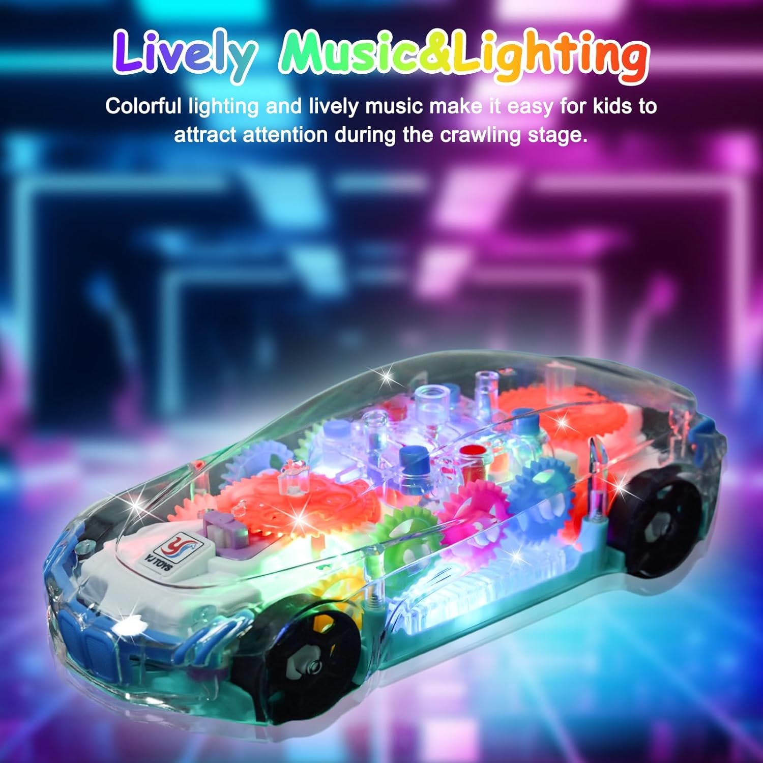 Light Up Transparent Car Toy for Kids, Sensory Toys for Kid, Toy Car with Colorful Moving Gears, Fun Educational Toy for Kids, Birthday Gifts Idea for Boys Girls - Image 4