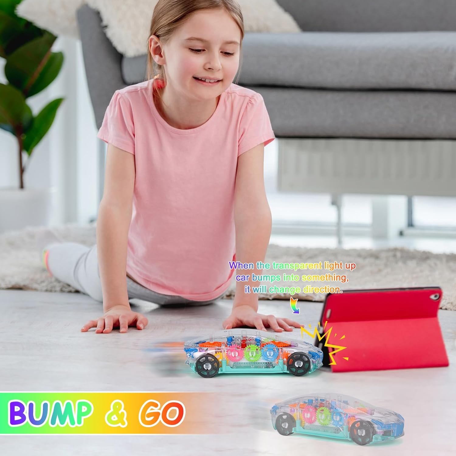 Light Up Transparent Car Toy for Kids, Sensory Toys for Kid, Toy Car with Colorful Moving Gears, Fun Educational Toy for Kids, Birthday Gifts Idea for Boys Girls - Image 6