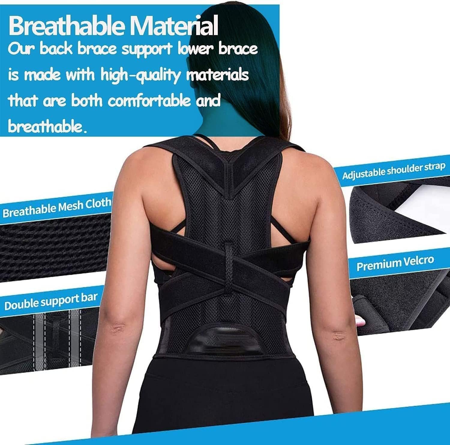 Posture Corrector for Women and Men, Adjustable Back Straightener Posture Corrector,Upper Lower Back Brace Support Belt for Men Women Body Neck Shoulder Trainer (XXXXL, Black) - Image 3