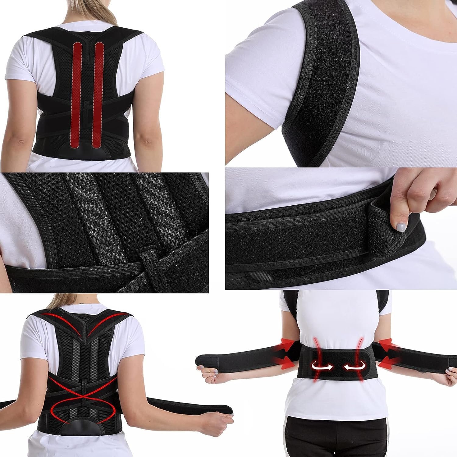 Posture Corrector for Women and Men, Adjustable Back Straightener Posture Corrector,Upper Lower Back Brace Support Belt for Men Women Body Neck Shoulder Trainer (XXXXL, Black) - Image 5