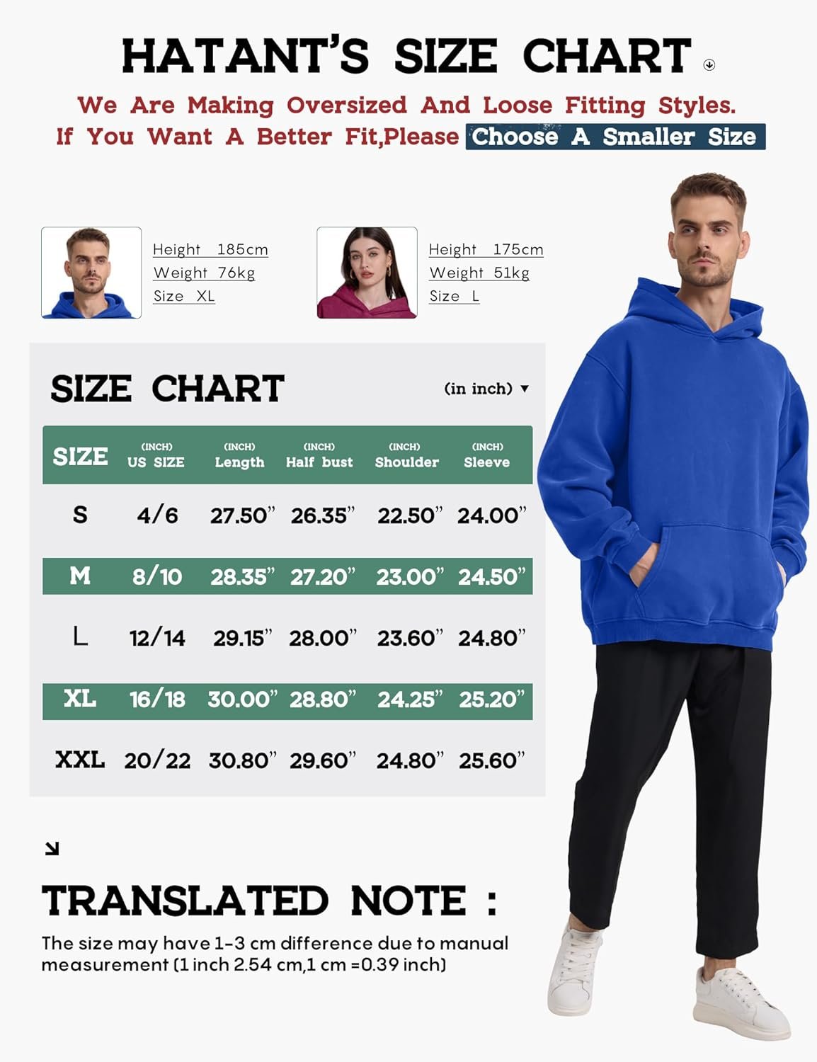Hatant Oversized Hoodie Sweatshirts for Men Couples Heavyweight Hoodies Pullover Vintage Mens Acid Wash Sweaters Clothes 2026 - Image 7