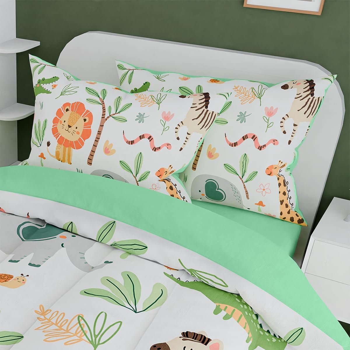 Jungle Animal Kids Bedding Set for Boys Girls, Ultra Soft Microfiber Comforter Set Twin Size 3-Pieces, Comforters Bed Sets for Kid Tween Teen Bedroom Decor - Image 6