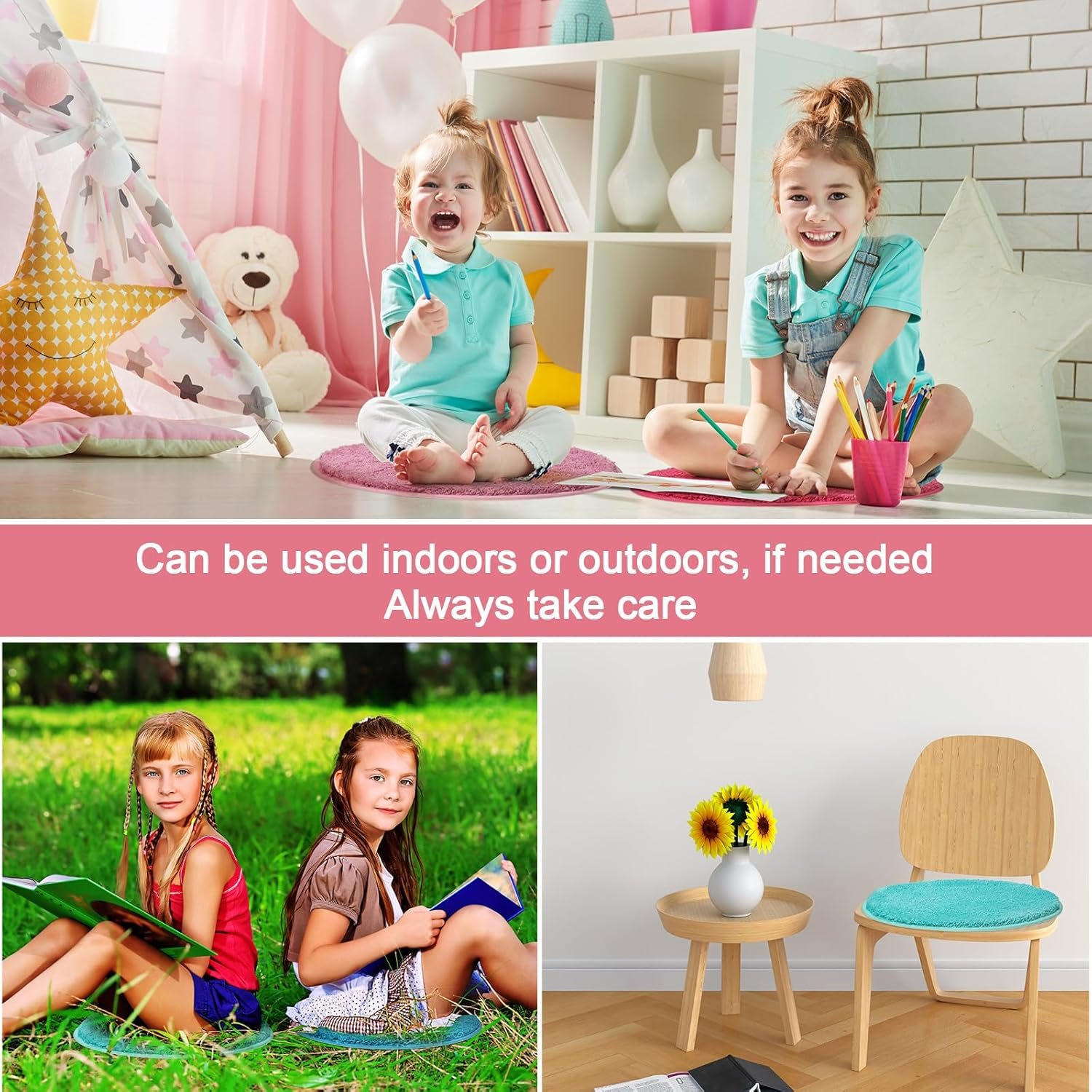 Nuanchu 24 Pcs Kids Circle Carpet 18 Inch Colorful Fun Round Floor Mat Children Solid Color Classroom Round Rug for Home Library Activities Preschool Kindergarten Crazy Time (Light Color) - Image 6