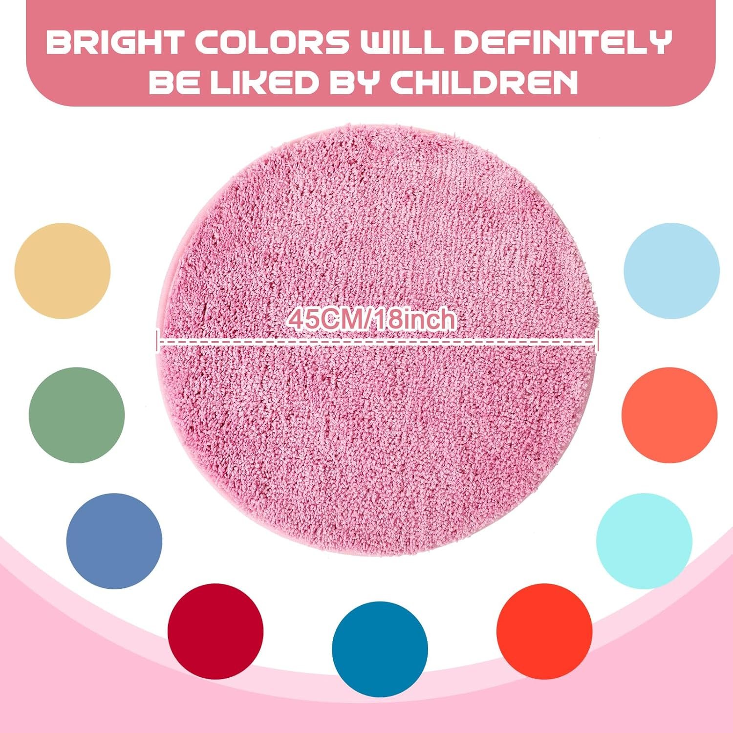 Nuanchu 24 Pcs Kids Circle Carpet 18 Inch Colorful Fun Round Floor Mat Children Solid Color Classroom Round Rug for Home Library Activities Preschool Kindergarten Crazy Time (Light Color) - Image 7