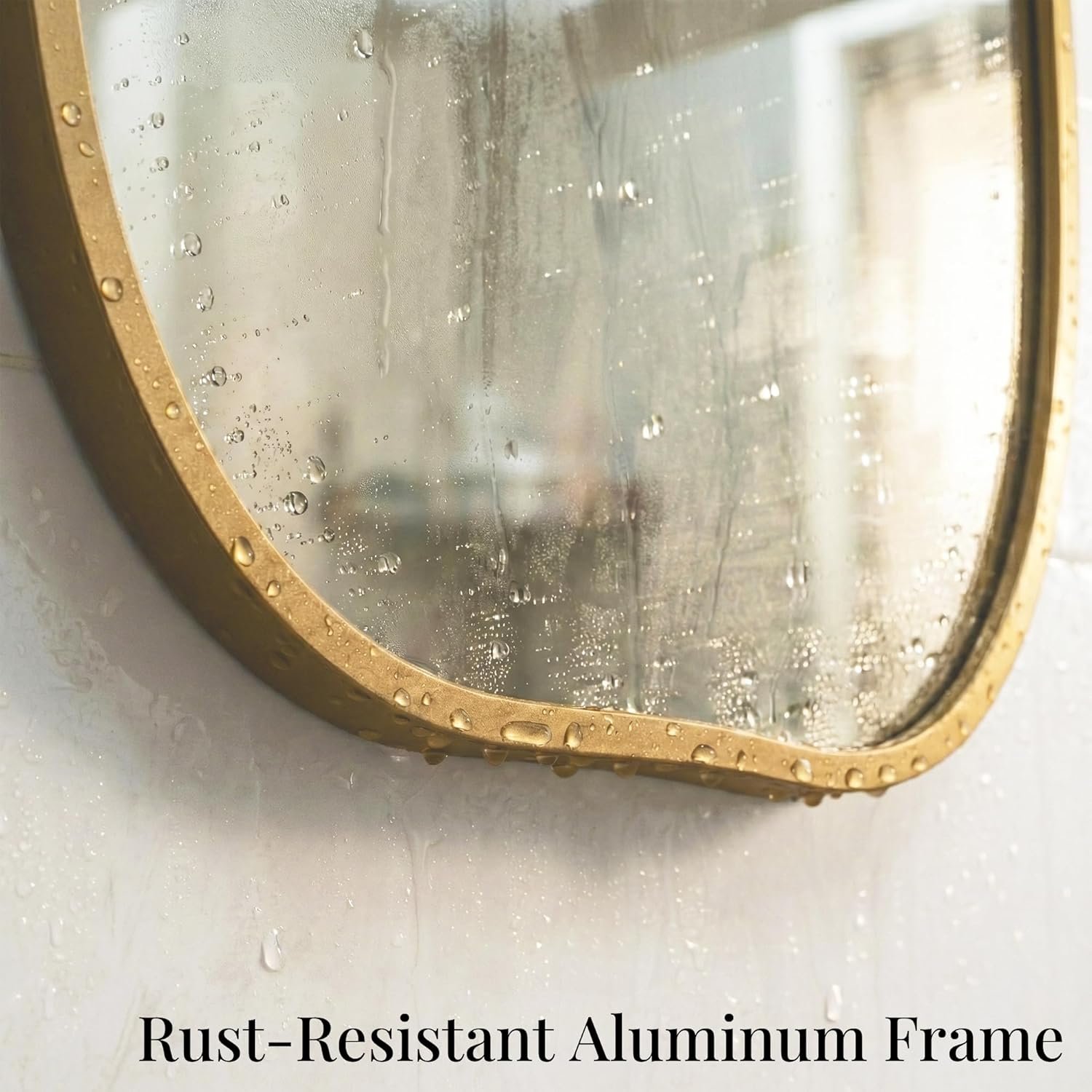 Asymmetrical Wall Mirror 36"x20", Large Irregular Wavy Mirror for Bathroom Vanity, Matte Gold Rust Proof Aluminum Frame, Tempered Glass Horizontal or Vertical Hanging for Living Room Decor - Image 5