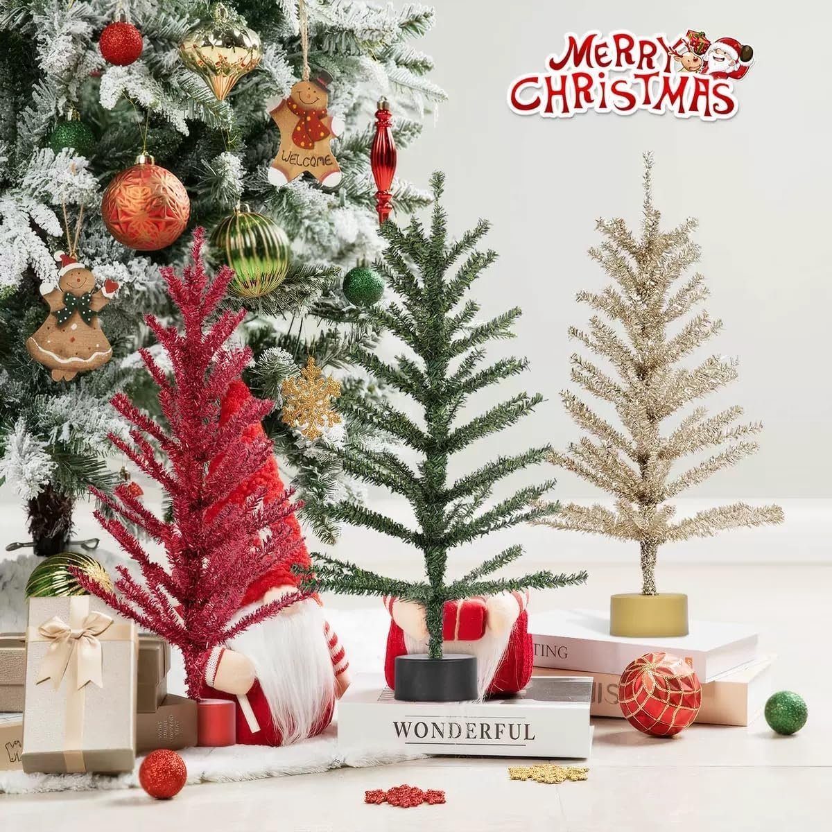Generic 24-Inch Decorative Christmas Tree, Pink, Snow White, Champagne Colors, Holiday Home Decor, 60cm Artificial Pine Tree (Champagne Color) - Image 4