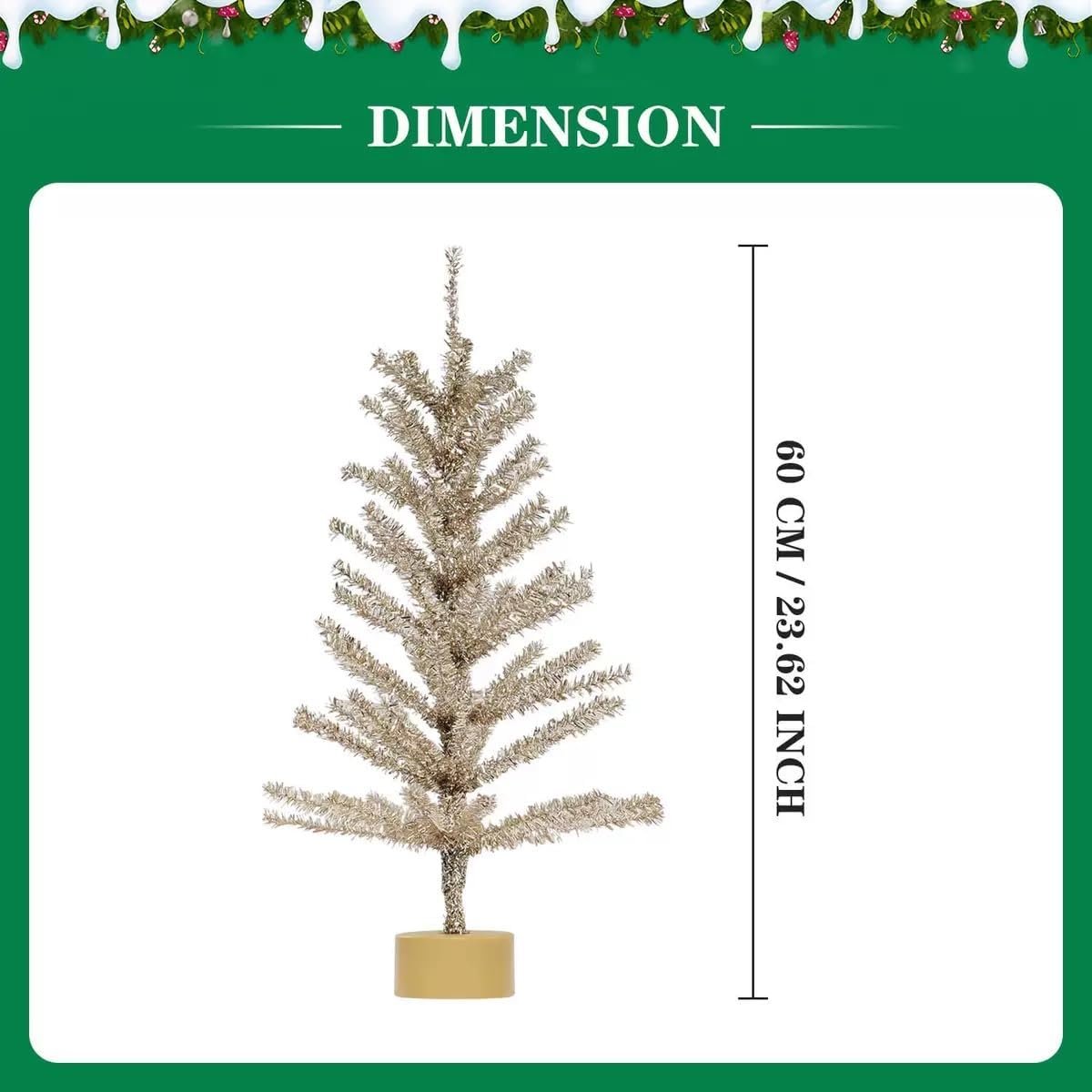 Generic 24-Inch Decorative Christmas Tree, Pink, Snow White, Champagne Colors, Holiday Home Decor, 60cm Artificial Pine Tree (Champagne Color) - Image 5