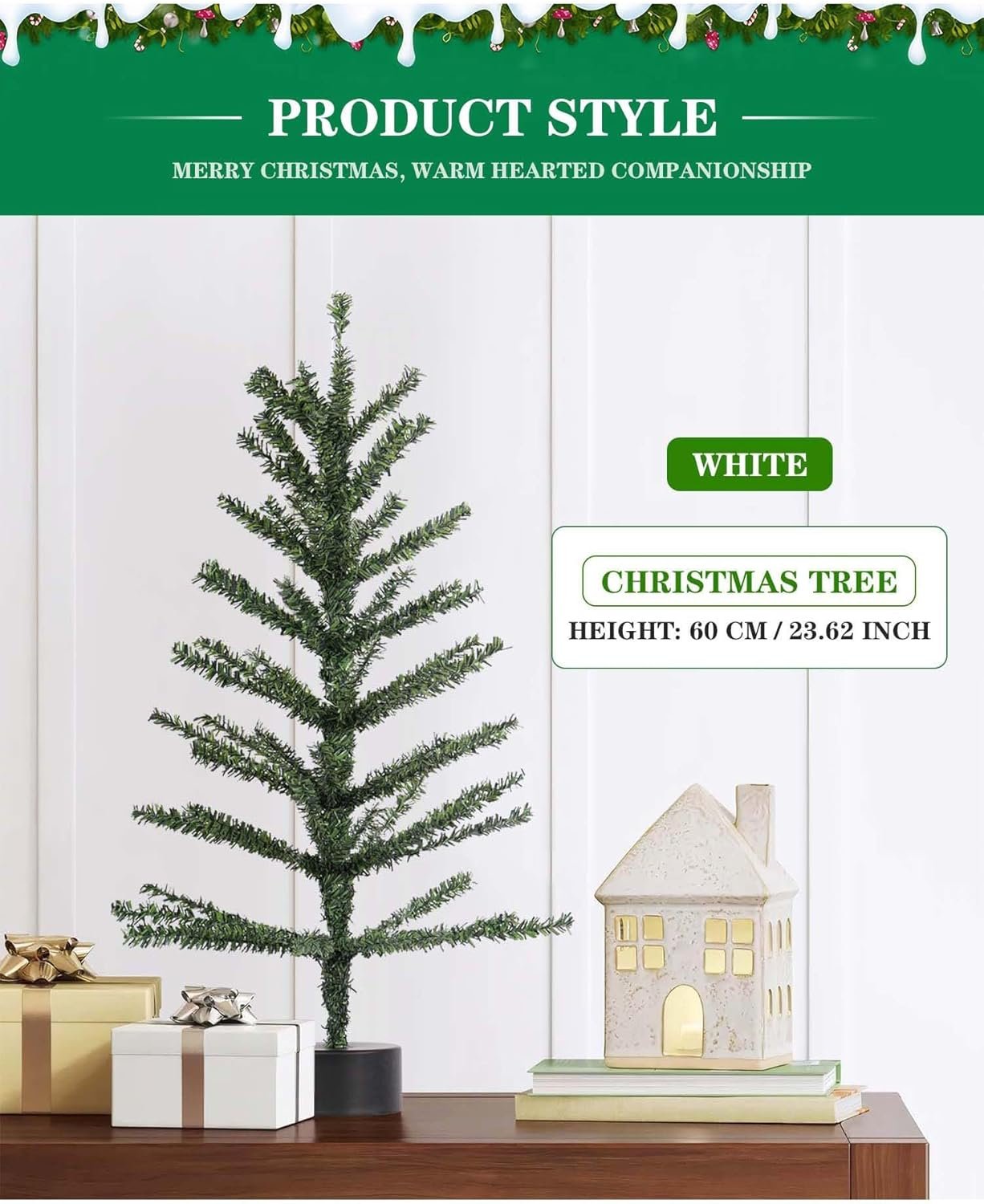 Generic 24-Inch Decorative Christmas Tree, Pink, Snow White, Champagne Colors, Holiday Home Decor, 60cm Artificial Pine Tree (Champagne Color) - Image 9