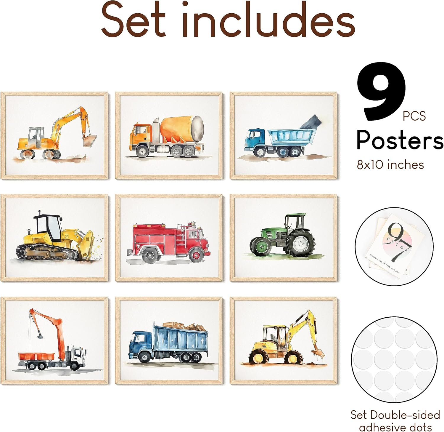 97 Decor Construction Room Decor For Boys - Toddler Boy Room Decor, Truck Wall Art For Kids Room, Car Pictures Wall Decor For Bedroom Playroom, Vehicle Tractor Prints Nursery Posters (Unframed) - Image 3