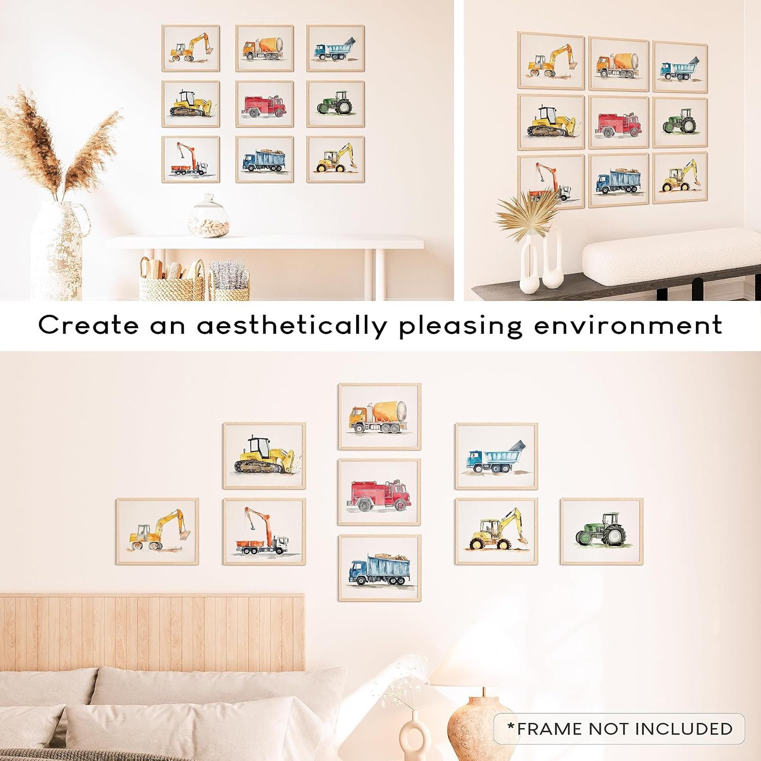 97 Decor Construction Room Decor For Boys - Toddler Boy Room Decor, Truck Wall Art For Kids Room, Car Pictures Wall Decor For Bedroom Playroom, Vehicle Tractor Prints Nursery Posters (Unframed) - Image 7