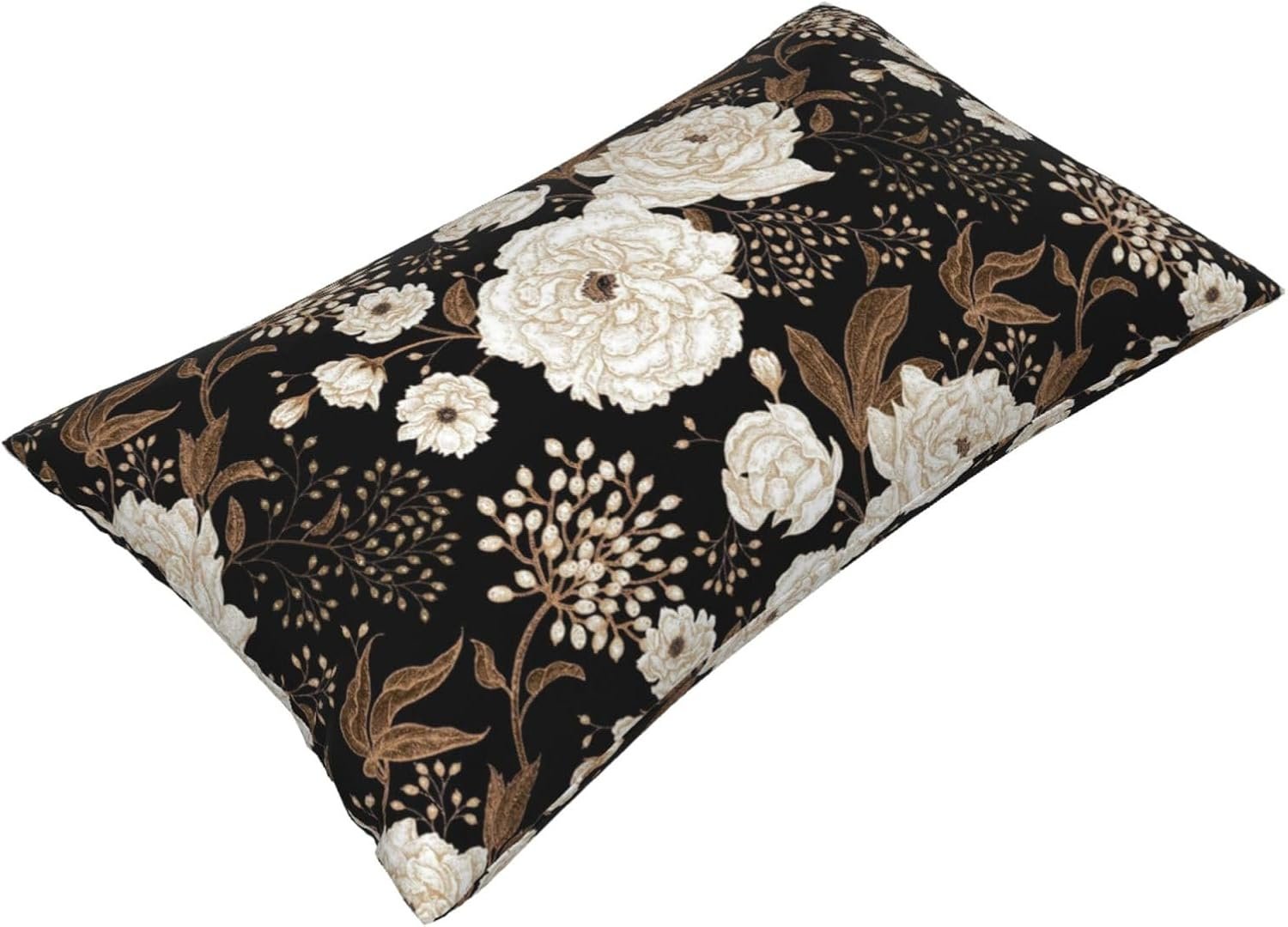 Black and Gold Flower Lumbar Pillow Covers 12x20 Inch Set of 2 Vintage Floral Botanical Aesthetic Throw Pillow Cover Boho Floral Pillowcase Cushion Cases for Home Couch Bed Sofa - Image 3