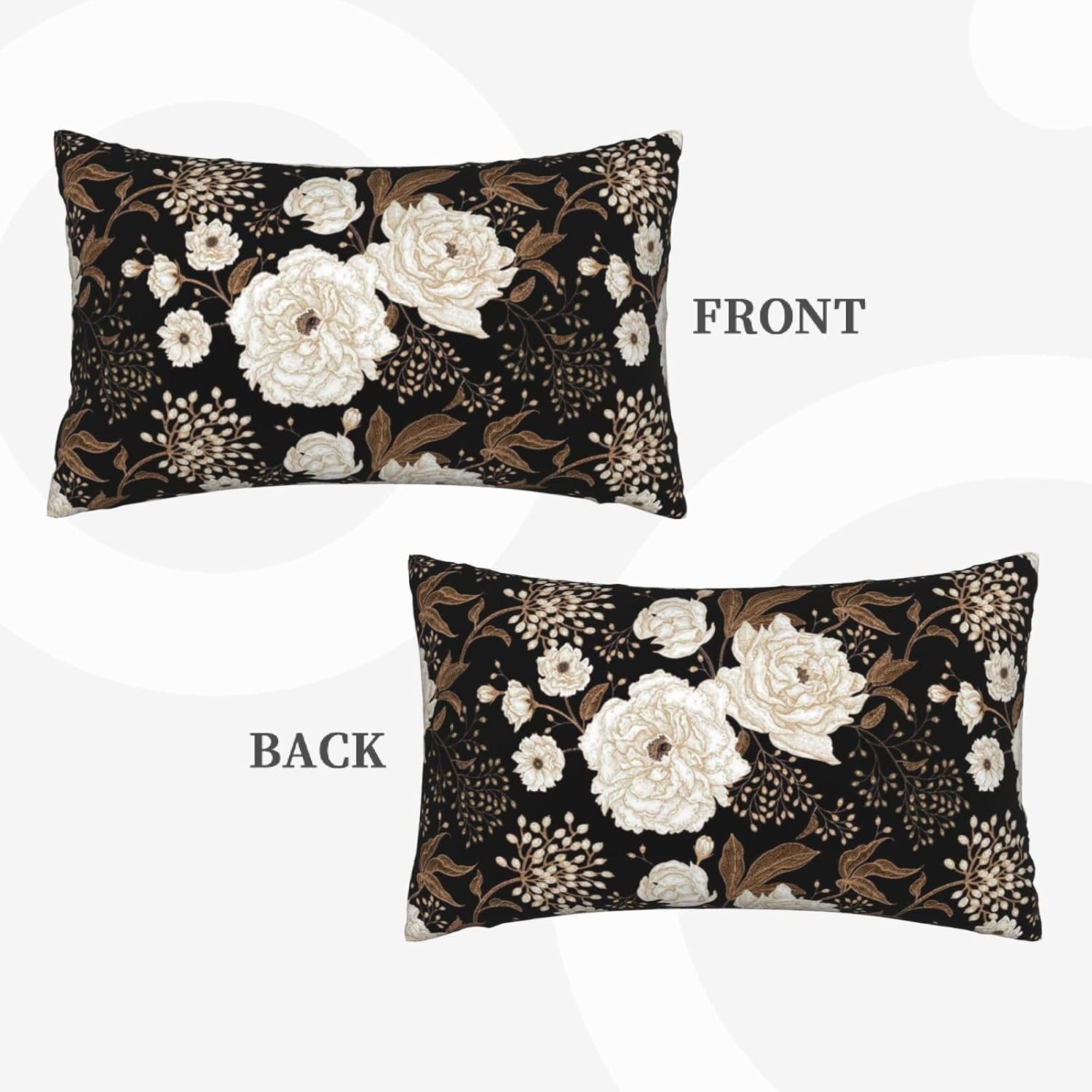 Black and Gold Flower Lumbar Pillow Covers 12x20 Inch Set of 2 Vintage Floral Botanical Aesthetic Throw Pillow Cover Boho Floral Pillowcase Cushion Cases for Home Couch Bed Sofa - Image 4