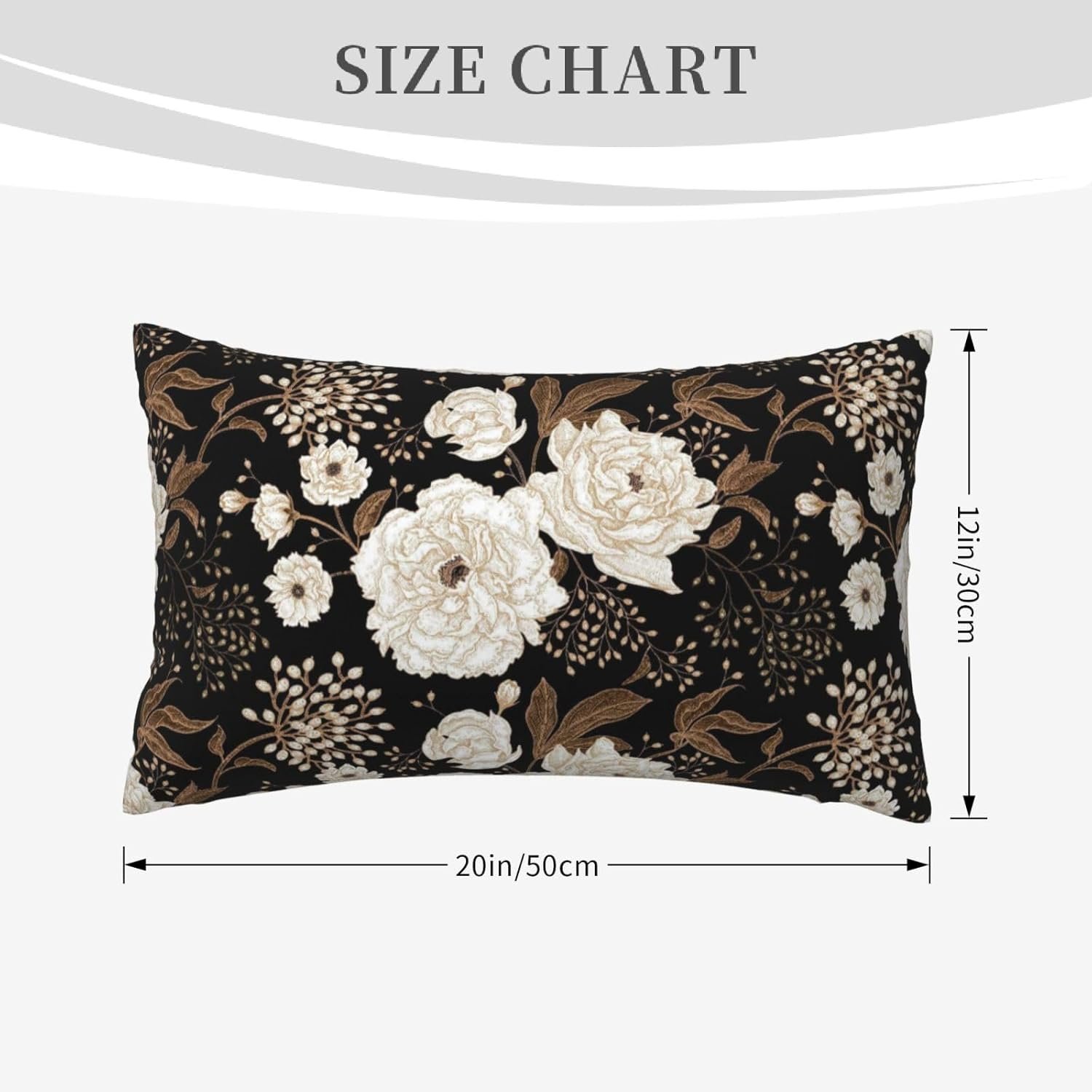 Black and Gold Flower Lumbar Pillow Covers 12x20 Inch Set of 2 Vintage Floral Botanical Aesthetic Throw Pillow Cover Boho Floral Pillowcase Cushion Cases for Home Couch Bed Sofa - Image 5