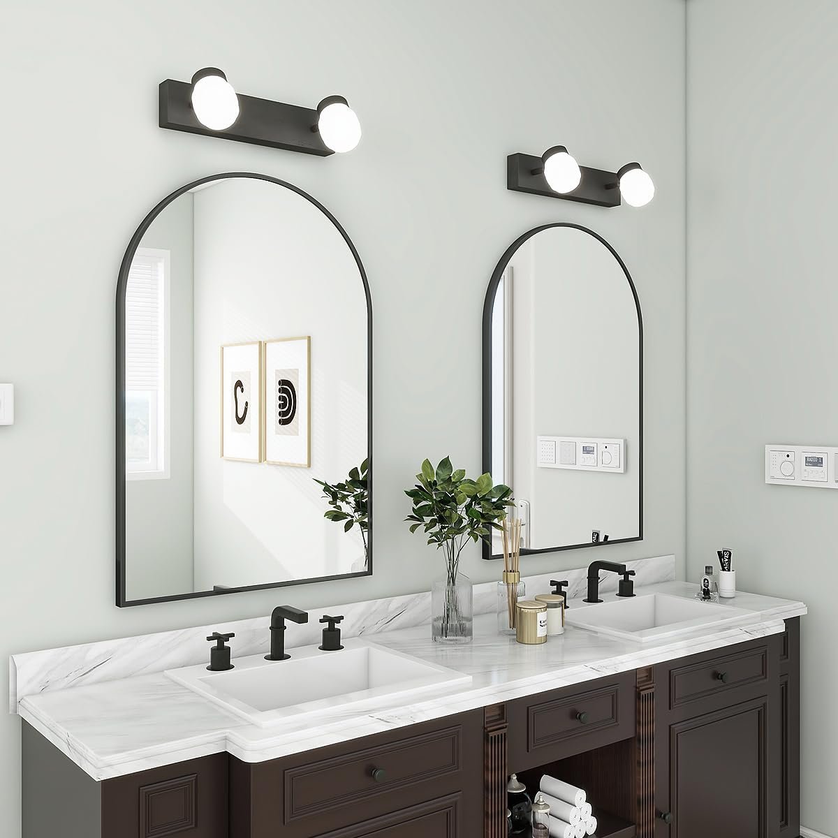 BEAUTYPEAK 20"x30" Arch Bathroom Mirror, Wall Mounted Vanity Metal Frame Mirror for Bedroom, Entryway, Living Room, Black - Image 7