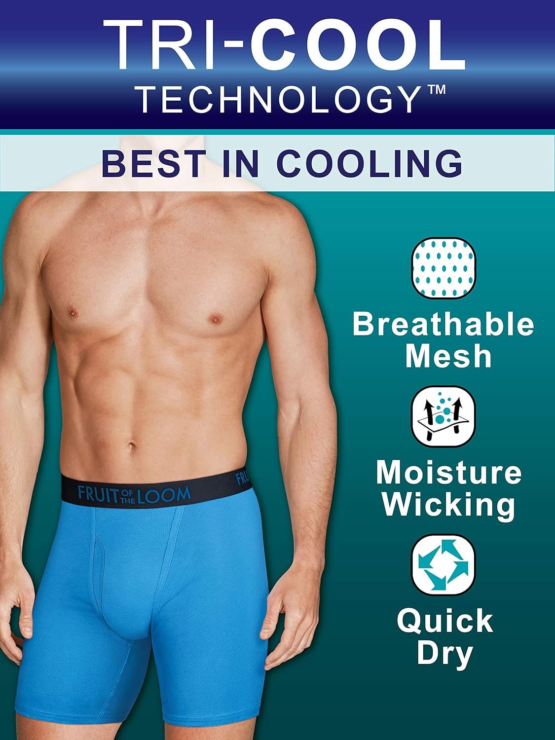 Fruit of the Loom Men's Men's Breathable Boxer Briefs, Moisture Wicking Underwear, Assorted Color Multipacks - Image 8