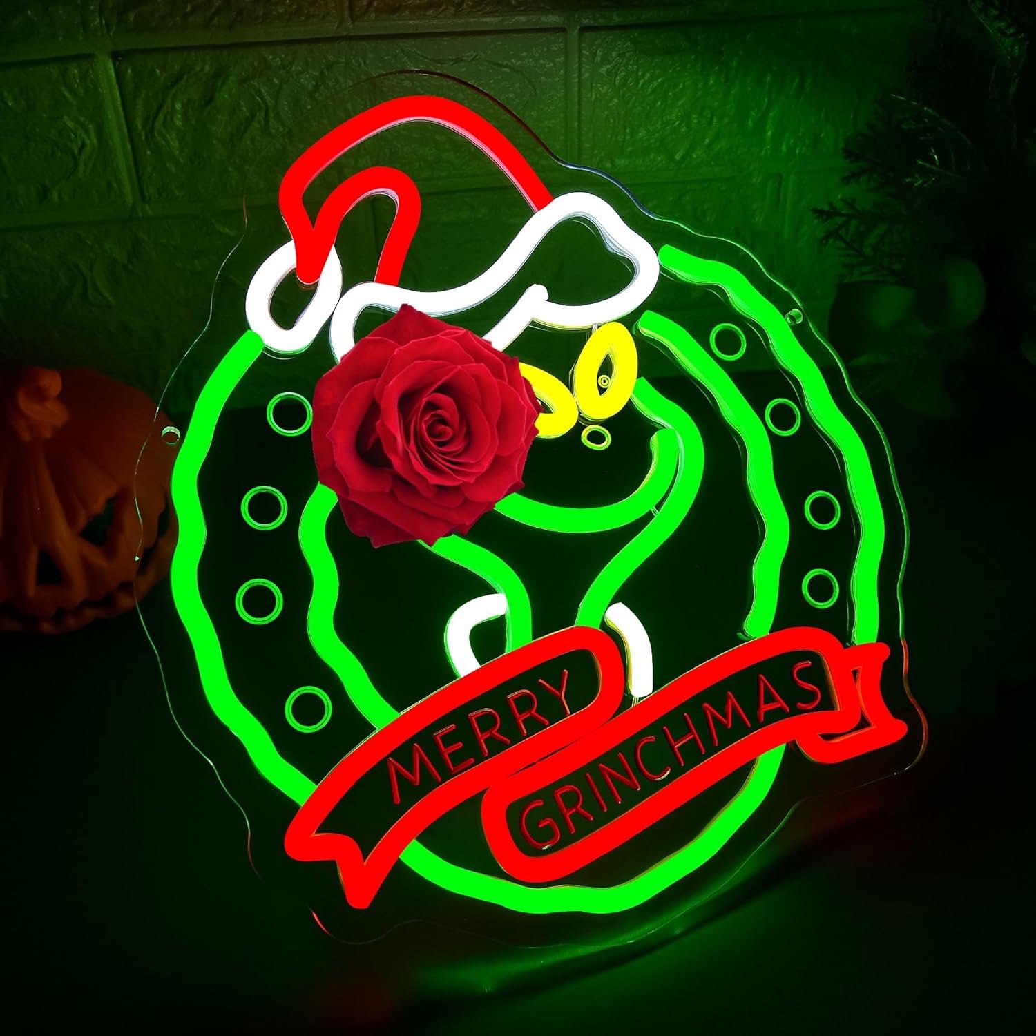 Christmas Wreath Neon Sign for Wall Decor Dimmable Christmas Neon Light for Men LED Light Up Sign Suitable for Living Room Clothing Store Man Cave Birthday Gift Size 12.9 * 11.8In(A006) - Image 3