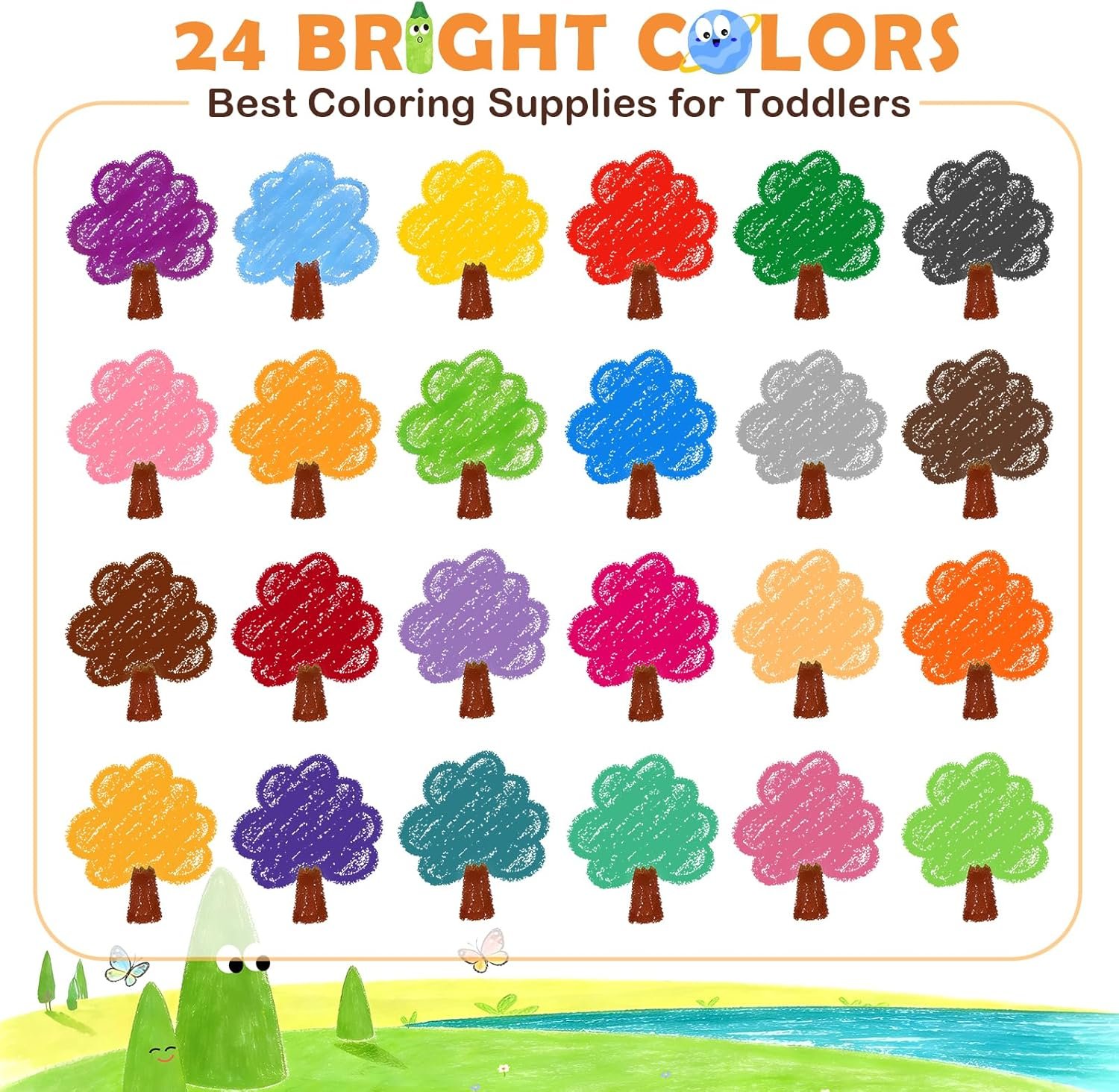 24 Colors Jumbo Crayons for Toddlers 1-3 2-4, Non-Toxic Washable Crayons for Kids Ages 3-5 4-8 6-8, School Art Supplies, Classroom Must Haves, Ideal Coloring Set Gifts for Boys Girls - Image 4