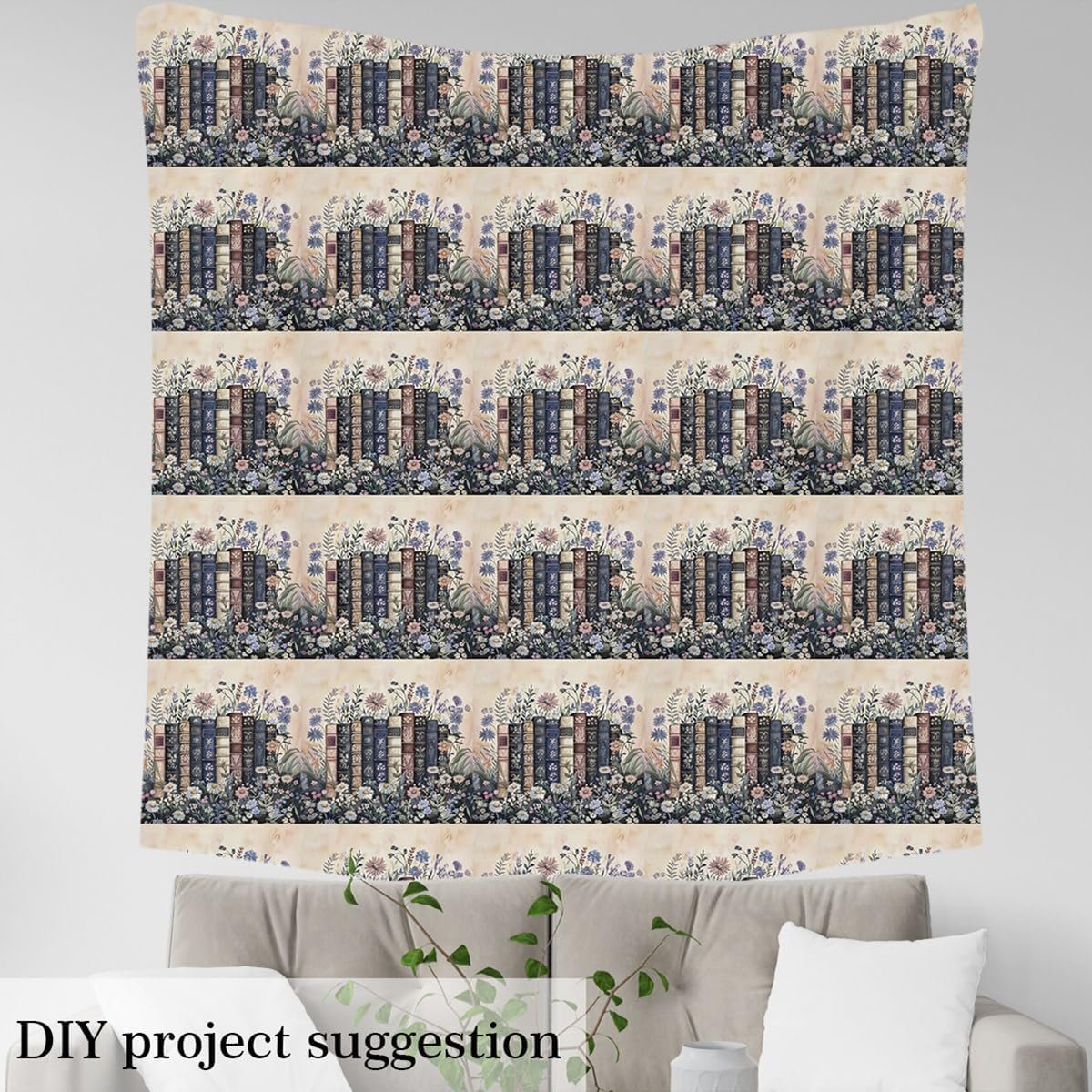 Erosebridal Vintage Book Fabric by The Yard Rustic Flowers Waterproof Outdoor Fabric Literary Lover Modern Reading Upholstery Fabric Retro Readers Library Bookshelf Decor Fabrics, 1 Yard - Image 4