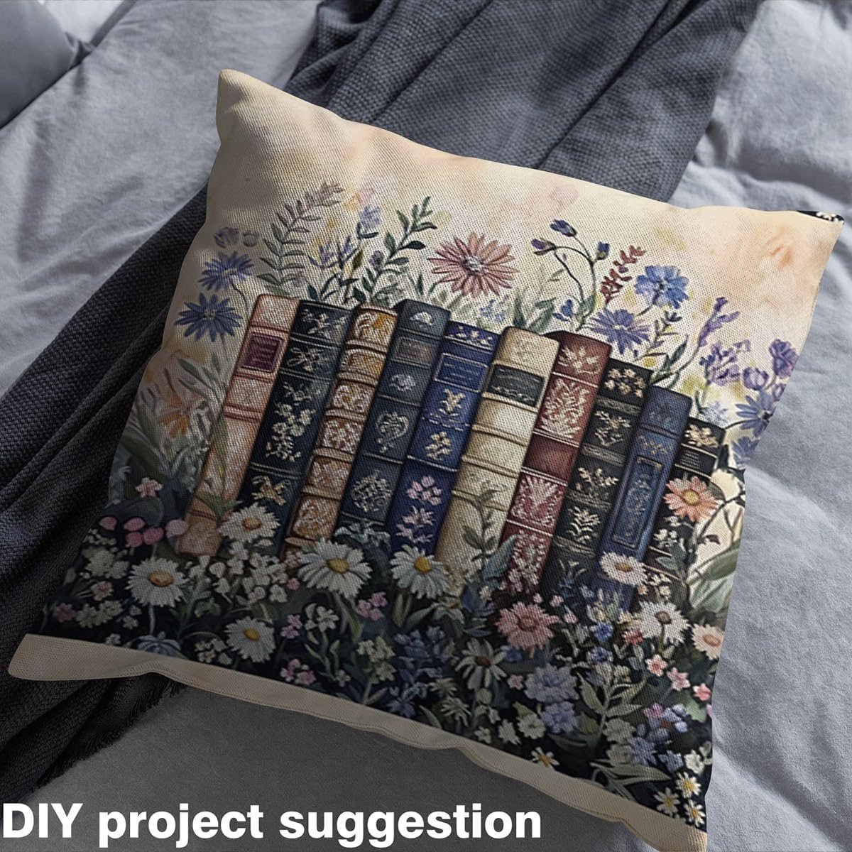 Erosebridal Vintage Book Fabric by The Yard Rustic Flowers Waterproof Outdoor Fabric Literary Lover Modern Reading Upholstery Fabric Retro Readers Library Bookshelf Decor Fabrics, 1 Yard - Image 5