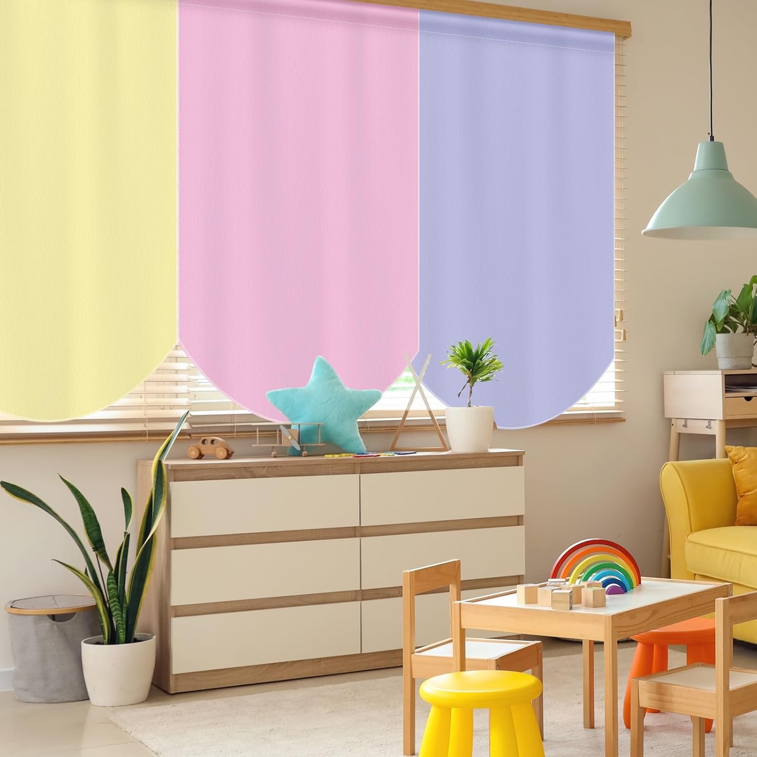 SmoothNovelty 6 Pcs School Classroom Curtains Back to Classroom Colorful Curtains for Kindergarten Daycare Primary Bedroom Playroom Room Decor(Pastel) - Image 8
