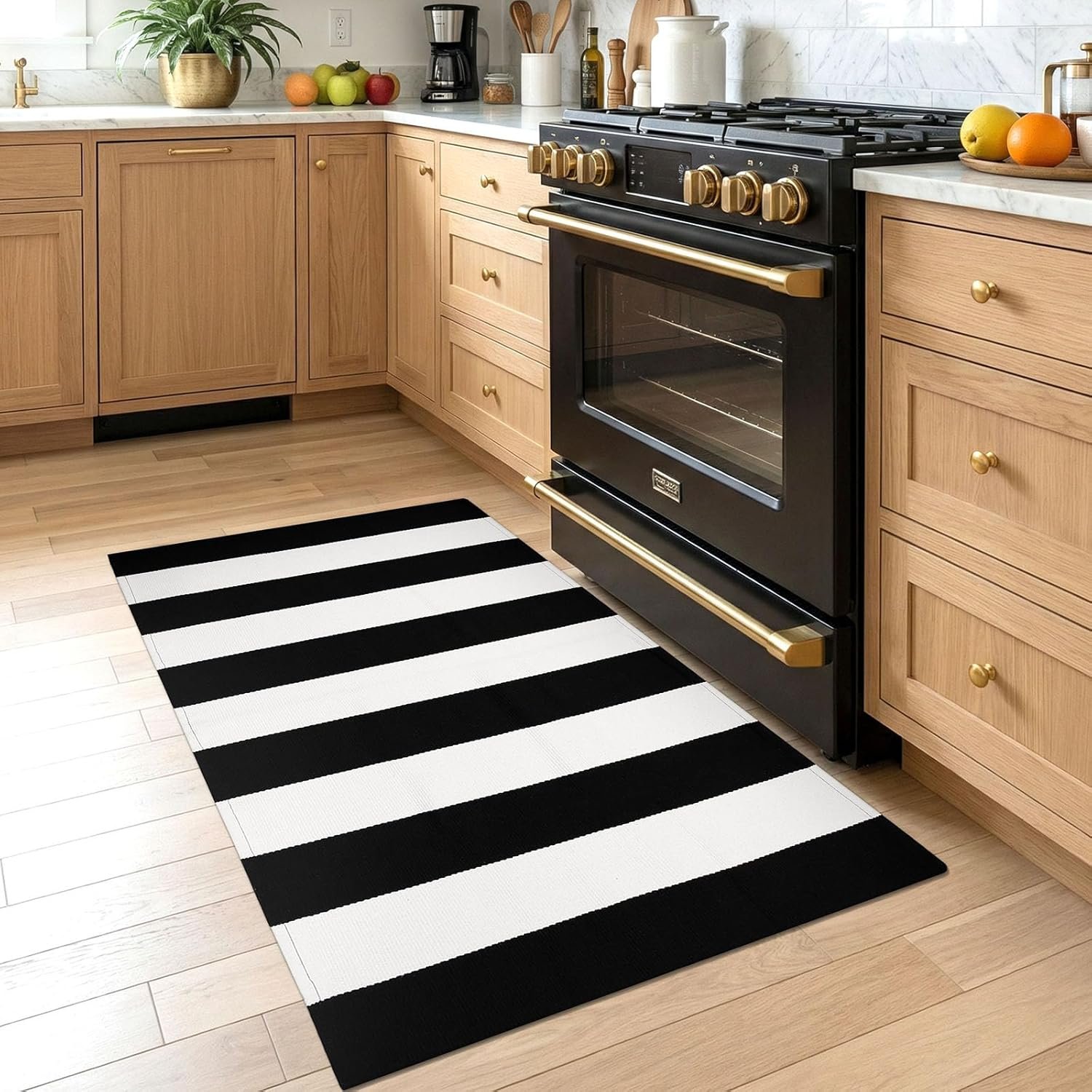 KOZYFLY Black and White Area Rug 27.5x43 Inches Striped Front Door Rug Cotton Washable Indoor Outdoor Rug Doormats Outdoor Small Striped Rugs for Kitchen Entryway Patio Front Porch Decor - Image 9