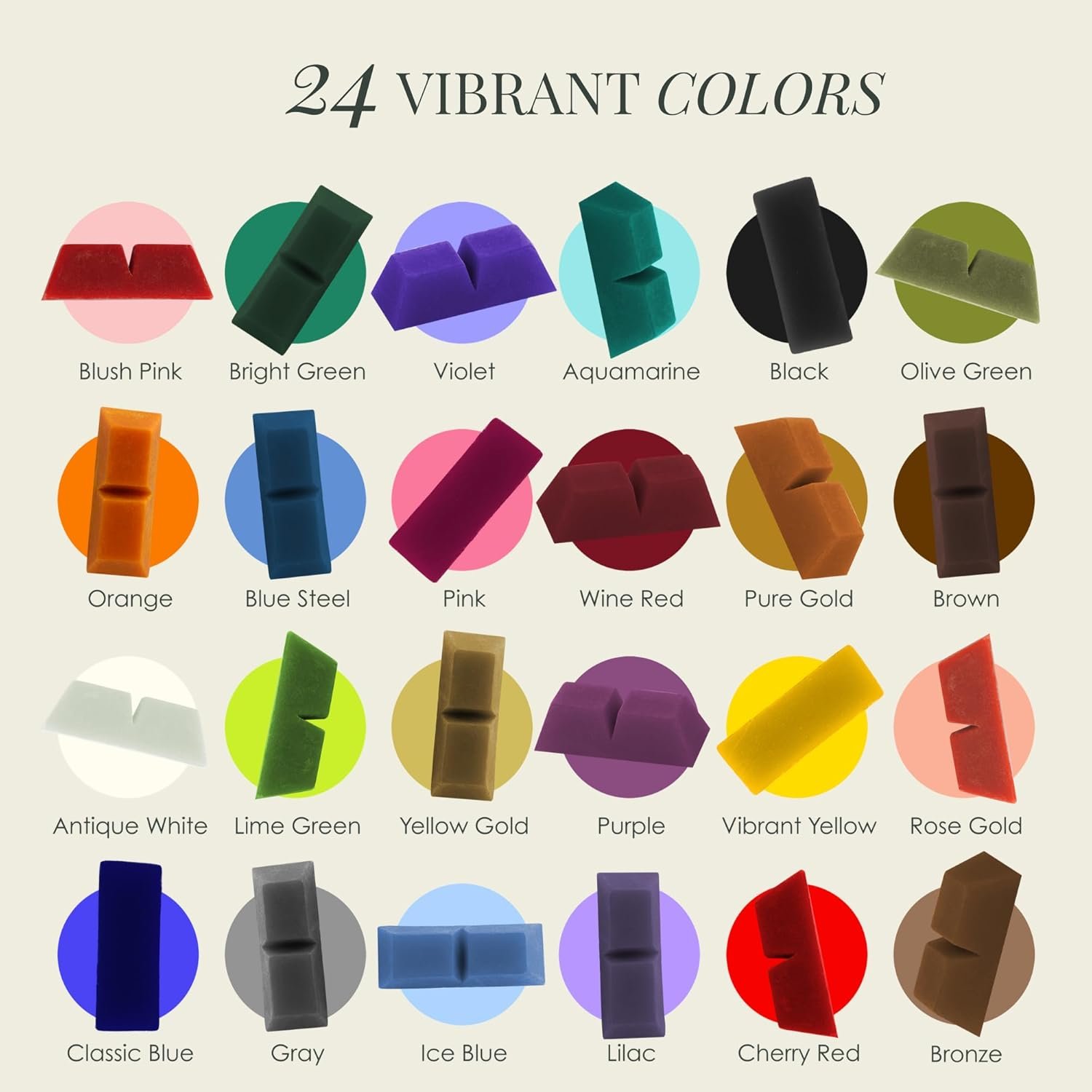 Hearth & Harbor Natural Candle Dye for Soy Wax, 24 Popular Candle Color Dye Blocks for Soy Wax, Highly Concentrated Blocks, Nontoxic Supplies for DIY Candle Making - Image 3