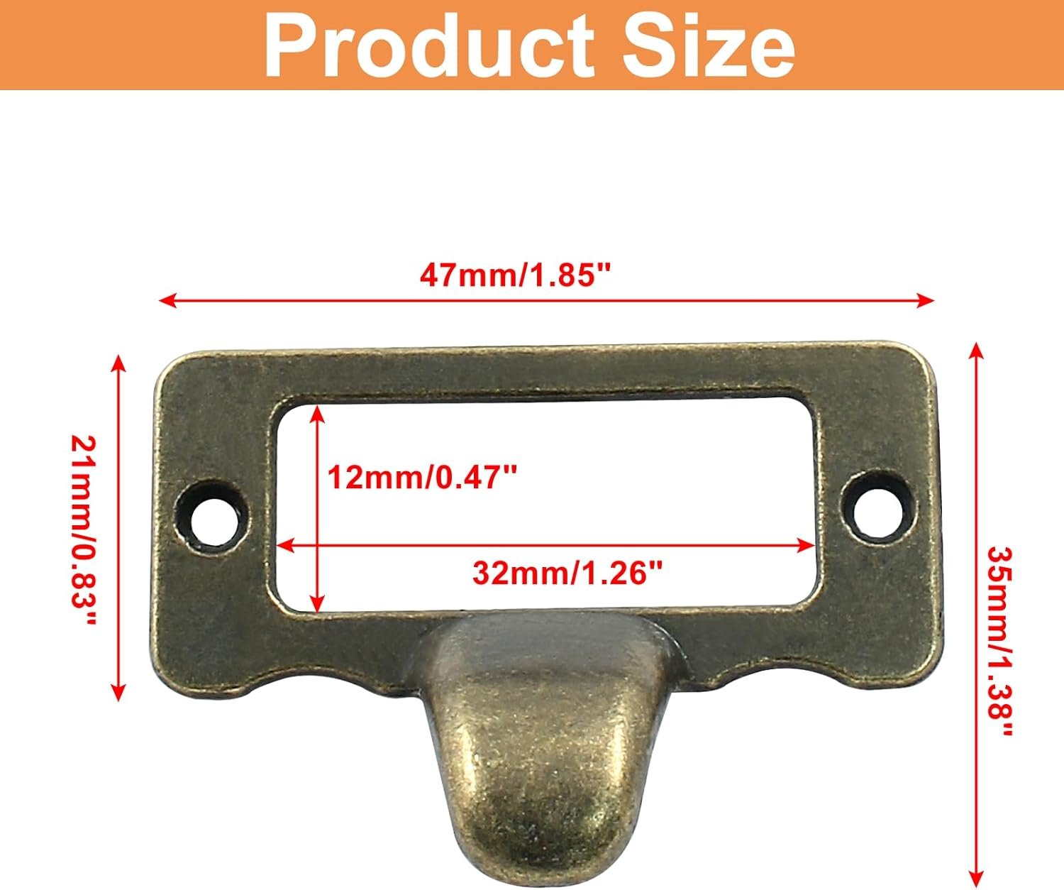 10 Pcs Antique Bronze Library Label Card Catalog Pulls,Vintage Label Holder Pull Handle, Card Holder Drawer Pulls with Screws for Drawer Cabinet Box Case - Image 3