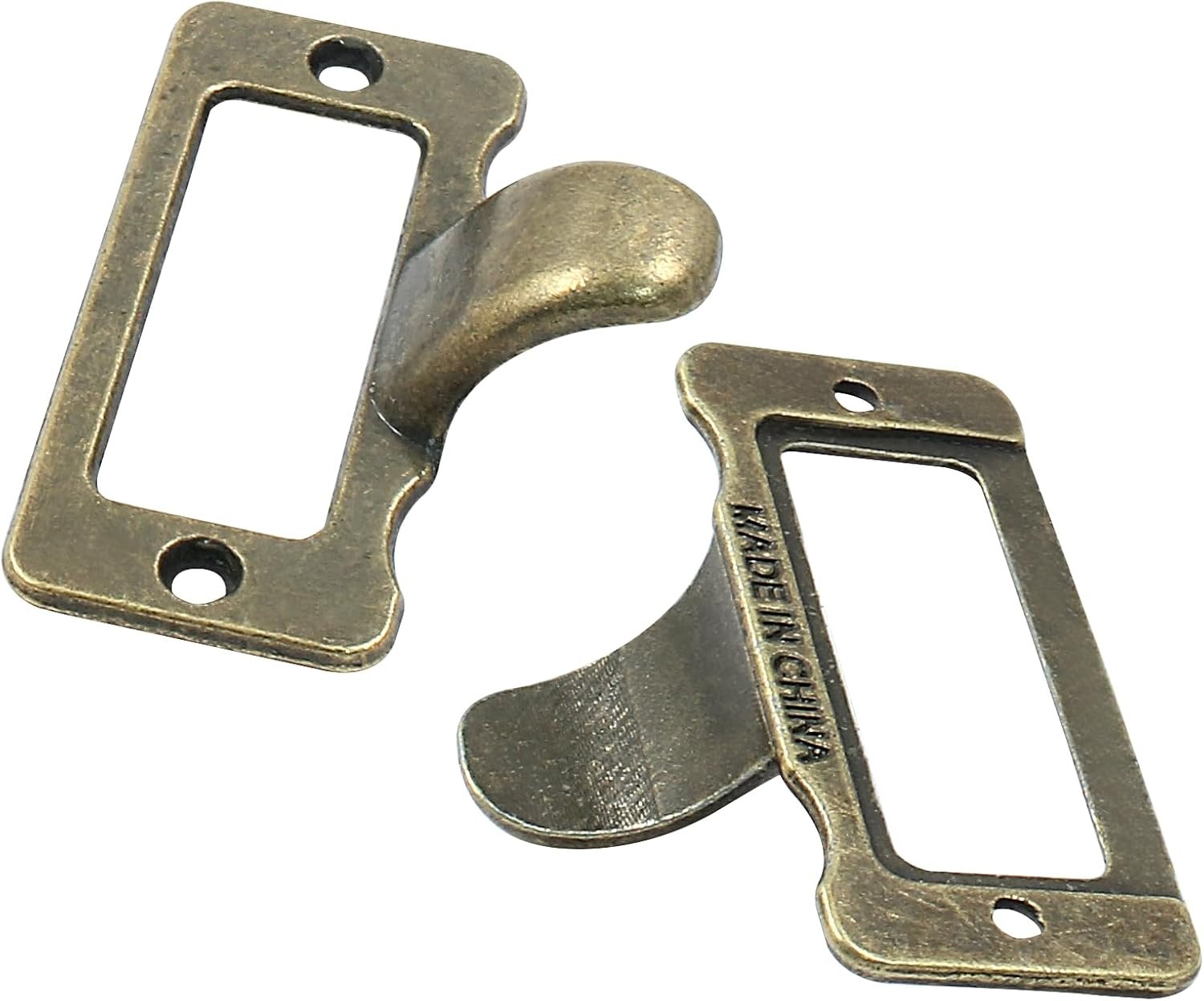 10 Pcs Antique Bronze Library Label Card Catalog Pulls,Vintage Label Holder Pull Handle, Card Holder Drawer Pulls with Screws for Drawer Cabinet Box Case - Image 4