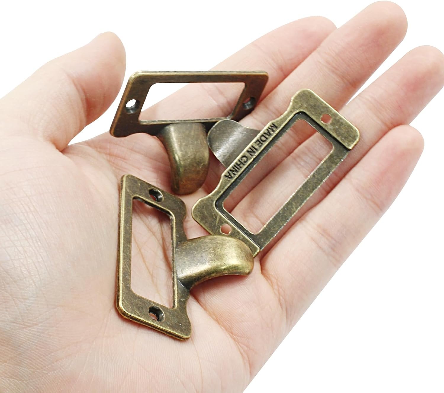 10 Pcs Antique Bronze Library Label Card Catalog Pulls,Vintage Label Holder Pull Handle, Card Holder Drawer Pulls with Screws for Drawer Cabinet Box Case - Image 5