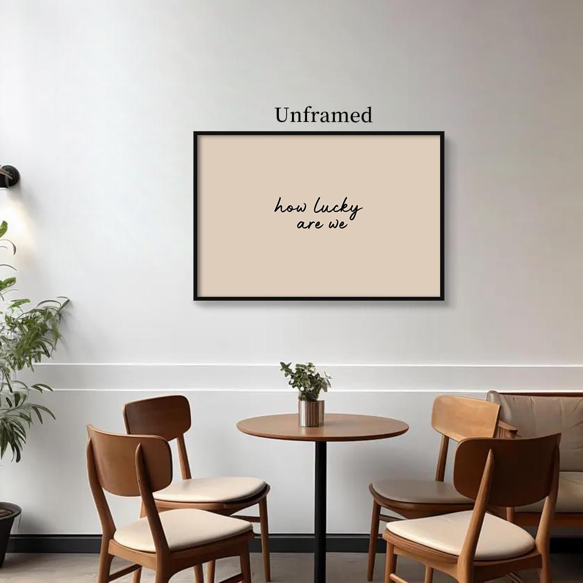How Lucky Are We Canvas Wall Art, Horizontal Positive Quote Poster, Beige and Black Minimalist Typography Print, Modern Neutral Inspirational Wall Decor for Gallery Bedroom 12x16in Unframed - Image 3