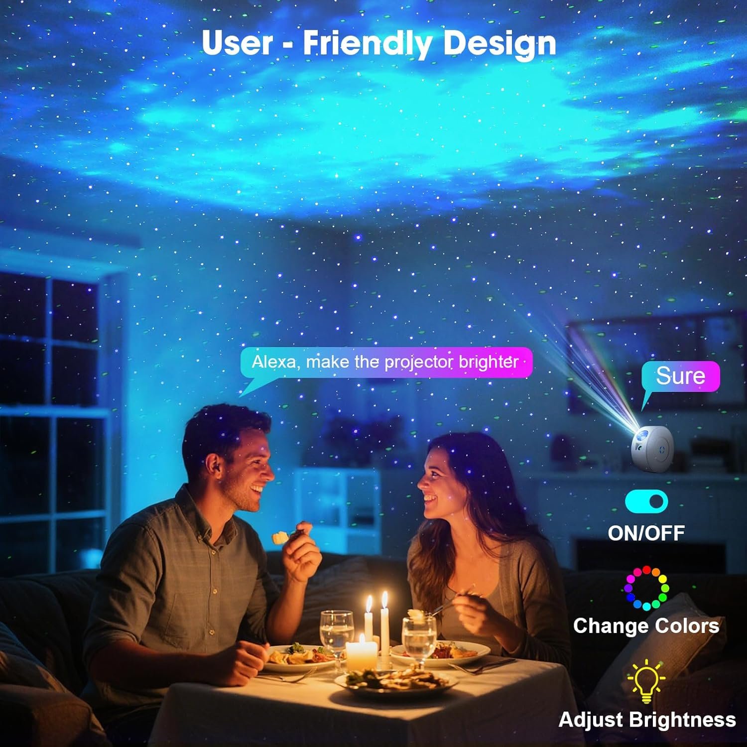 Laser Safety Certified Star Projector, 900+ Sq.ft Wall Ceiling Coverage, 3-Way Control (App/Alexa/Manual),16M Color Galaxy Light for Kids Adults Bedroom, Room Decor, Party, Valentines Day Gifts - Image 7