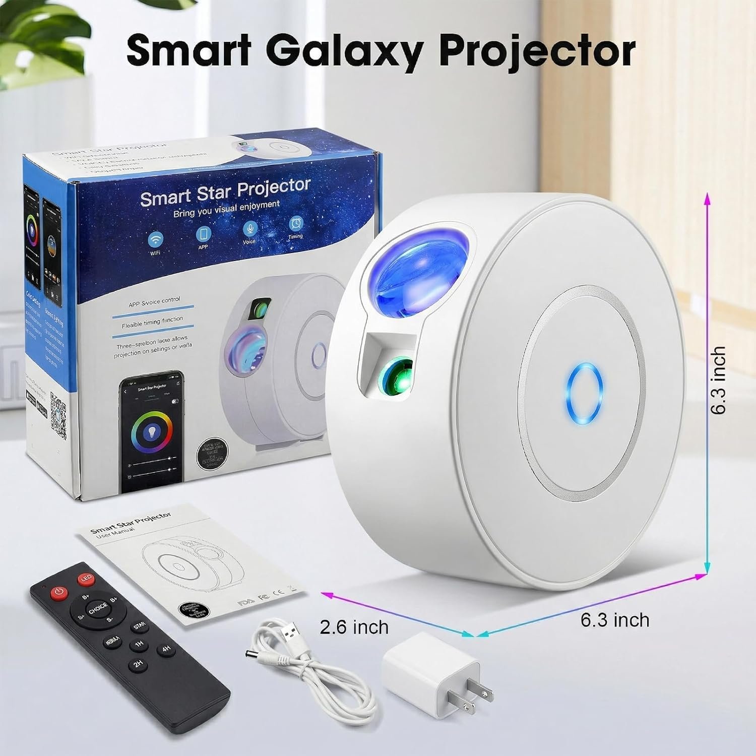 Laser Safety Certified Star Projector, 900+ Sq.ft Wall Ceiling Coverage, 3-Way Control (App/Alexa/Manual),16M Color Galaxy Light for Kids Adults Bedroom, Room Decor, Party, Valentines Day Gifts - Image 8