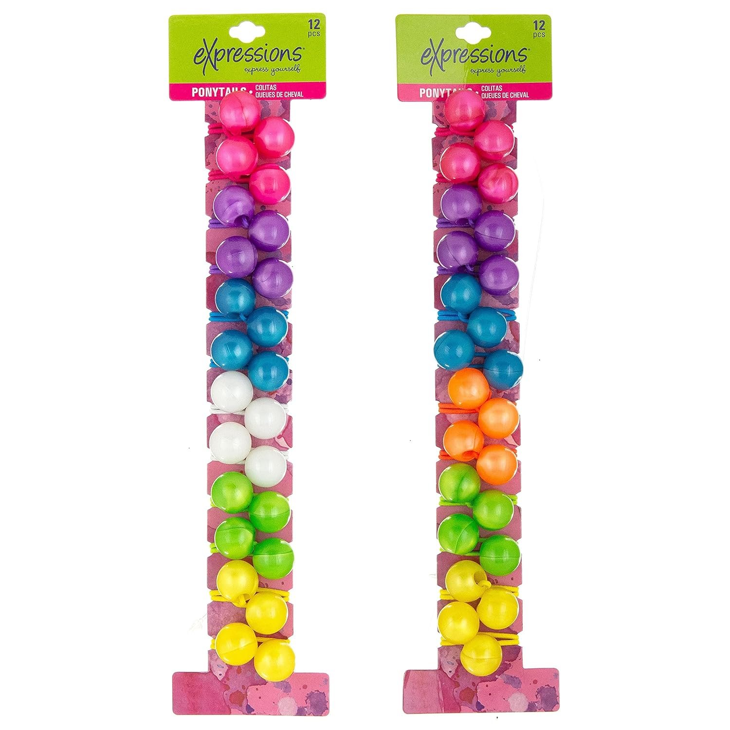 24pc Marble Finish Twin Bead Ponytail Ball Hair Elastics – Brightly Colored Hair Ties for Girls & Toddlers | Fun Kids Hair Accessories | Colorful Ponytail Balls Cute - Image 9