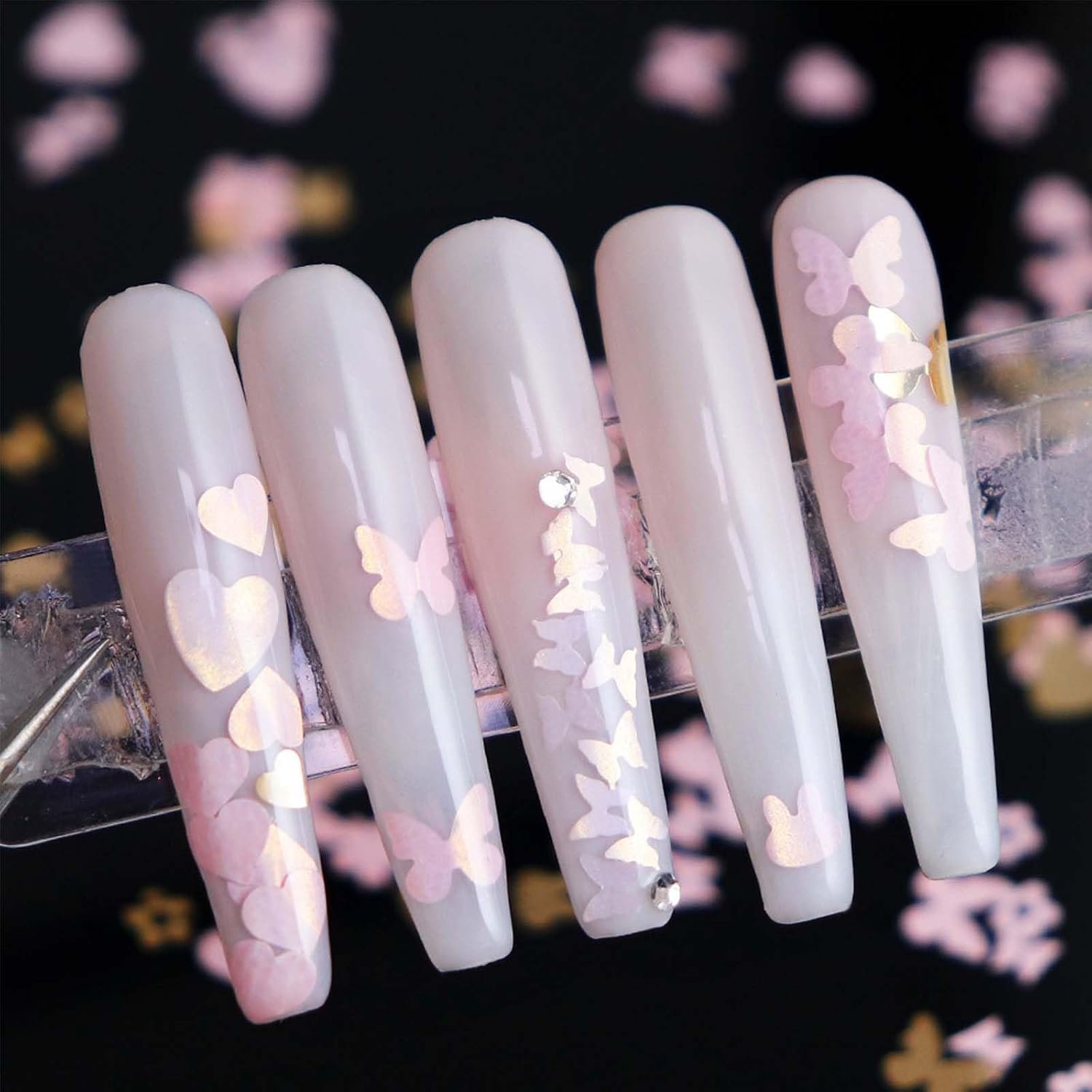 24Grid Heart Glitter Sequins Holographic Gold Pink Flower Butterfly Nail Art Accessories - Valentine's Day Flakes Colorful Acrylic Decoration for Women - Image 5