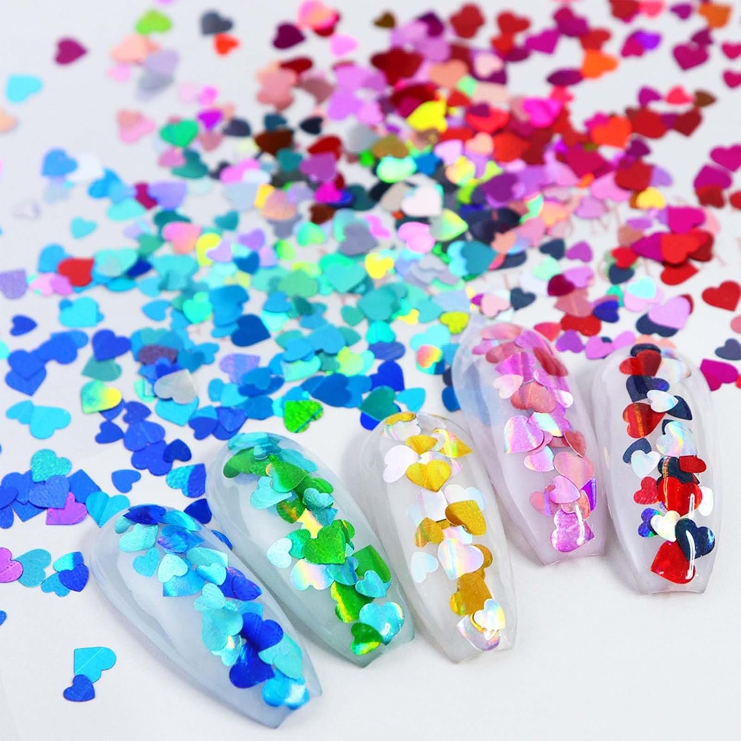 24Grid Heart Glitter Sequins Holographic Gold Pink Flower Butterfly Nail Art Accessories - Valentine's Day Flakes Colorful Acrylic Decoration for Women - Image 6