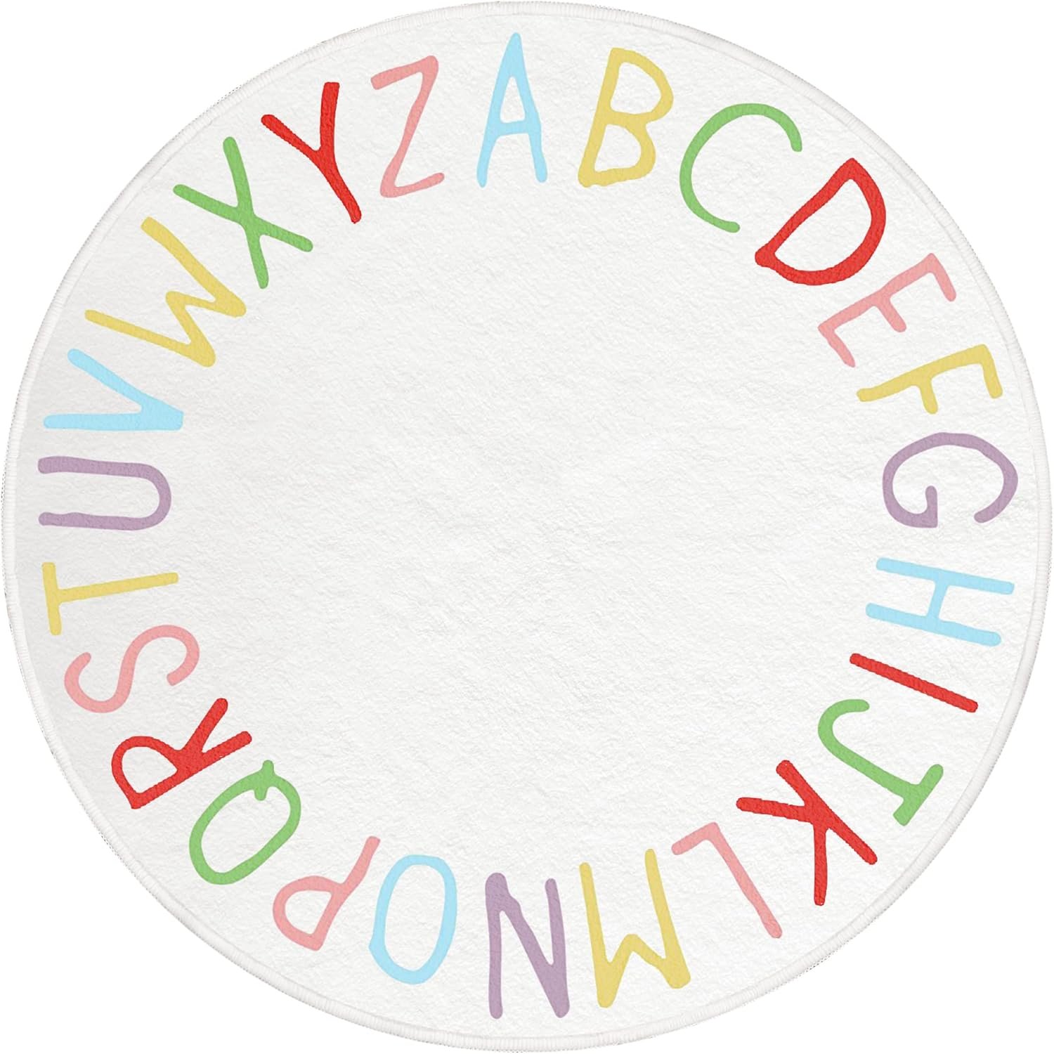 SHIPKEY Round Rug, Round Play Rug for Kids, Colored Alphabet Nursery Area Rugs, Kids Bedroom Rugs, Non-Slip Mat, Carpet for Living Room (3.3 feet) - Image 3