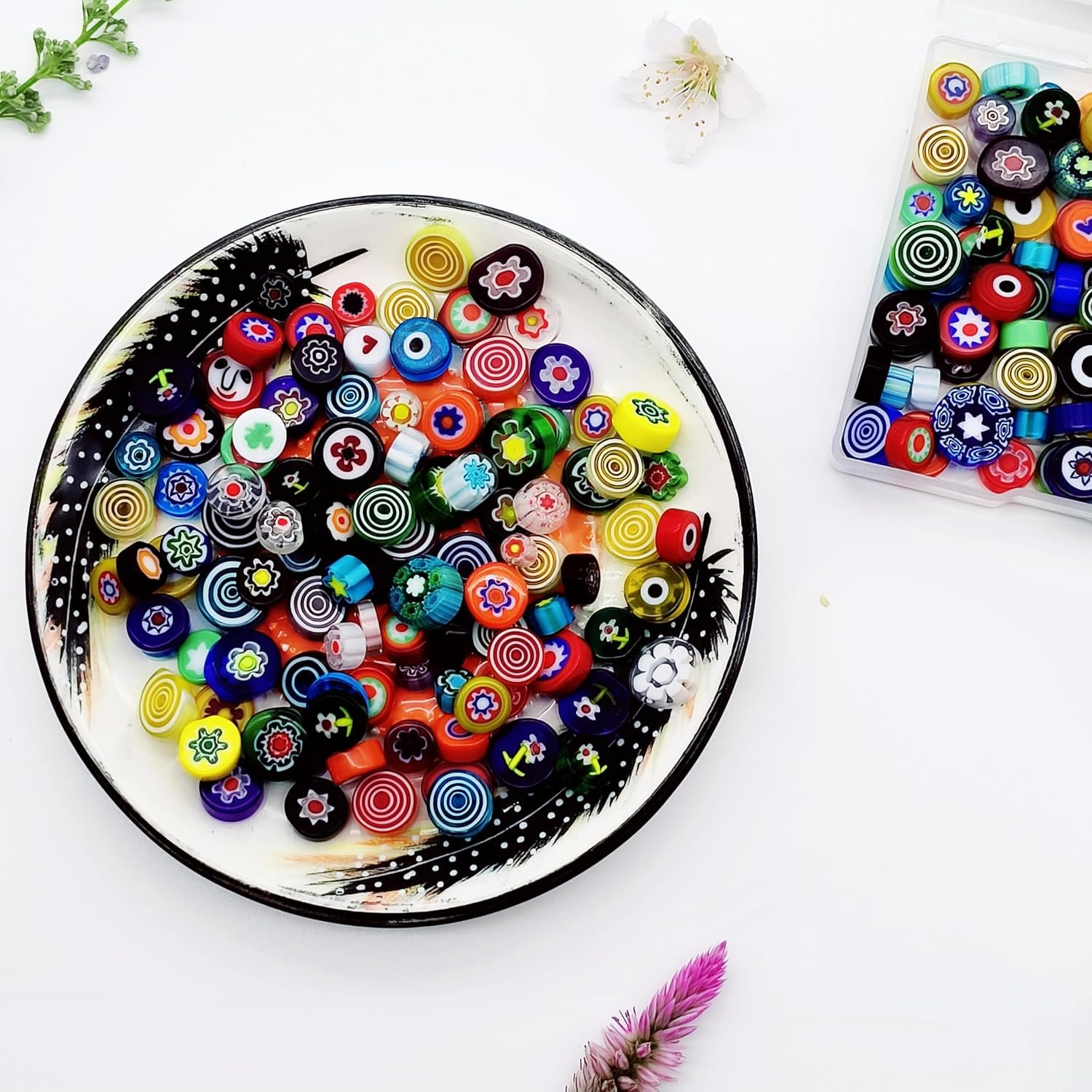 EDFLIFE Flat Glass Millefiori for Mosaic Making Supplies, Mosaic Tiles for Crafts with Assorted Flower Glass Tiles, Mosaic Kits for Adults DIY Decorations, No Hole (Mixed Pattern) - Image 8