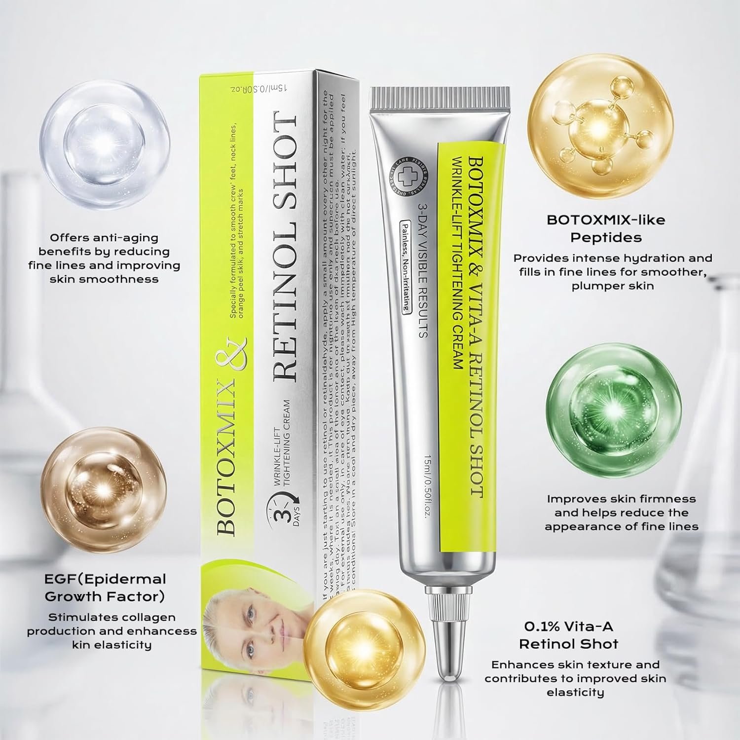 Aikertec Botox&Vita-A Retinol Wrinkle-Lift Tightening Cream - High Strength Retinoid for Anti-aging, smooths skin, minimizes pores & fine lines for all skin types&Female skin care gift 2 Pack - Image 3