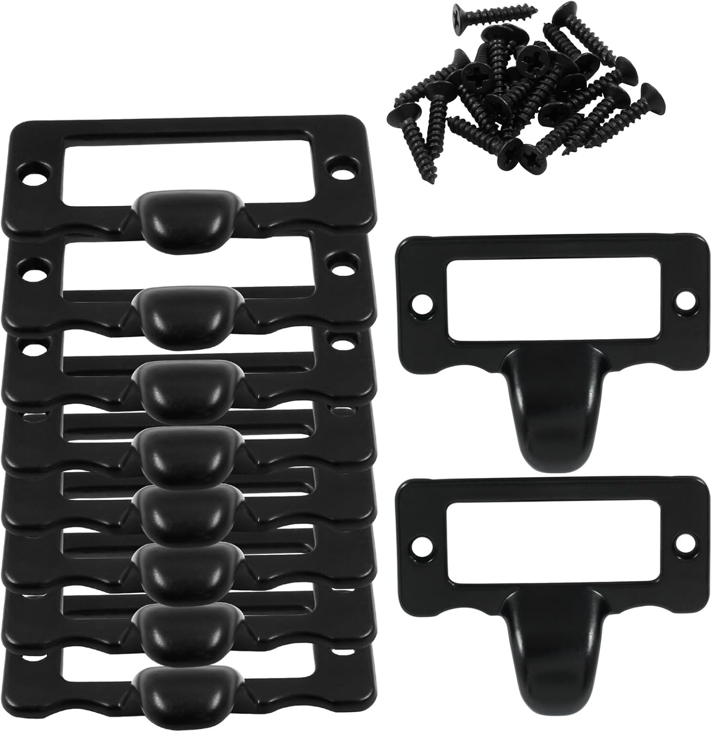 Bivethoi 10 Pcs Vintage Label Tag Holder Pull Handle Black File Cabinet Pulls Card Catalog Drawer Pulls for Office Furniture Cupboard Shelf Toolcase - Image 6