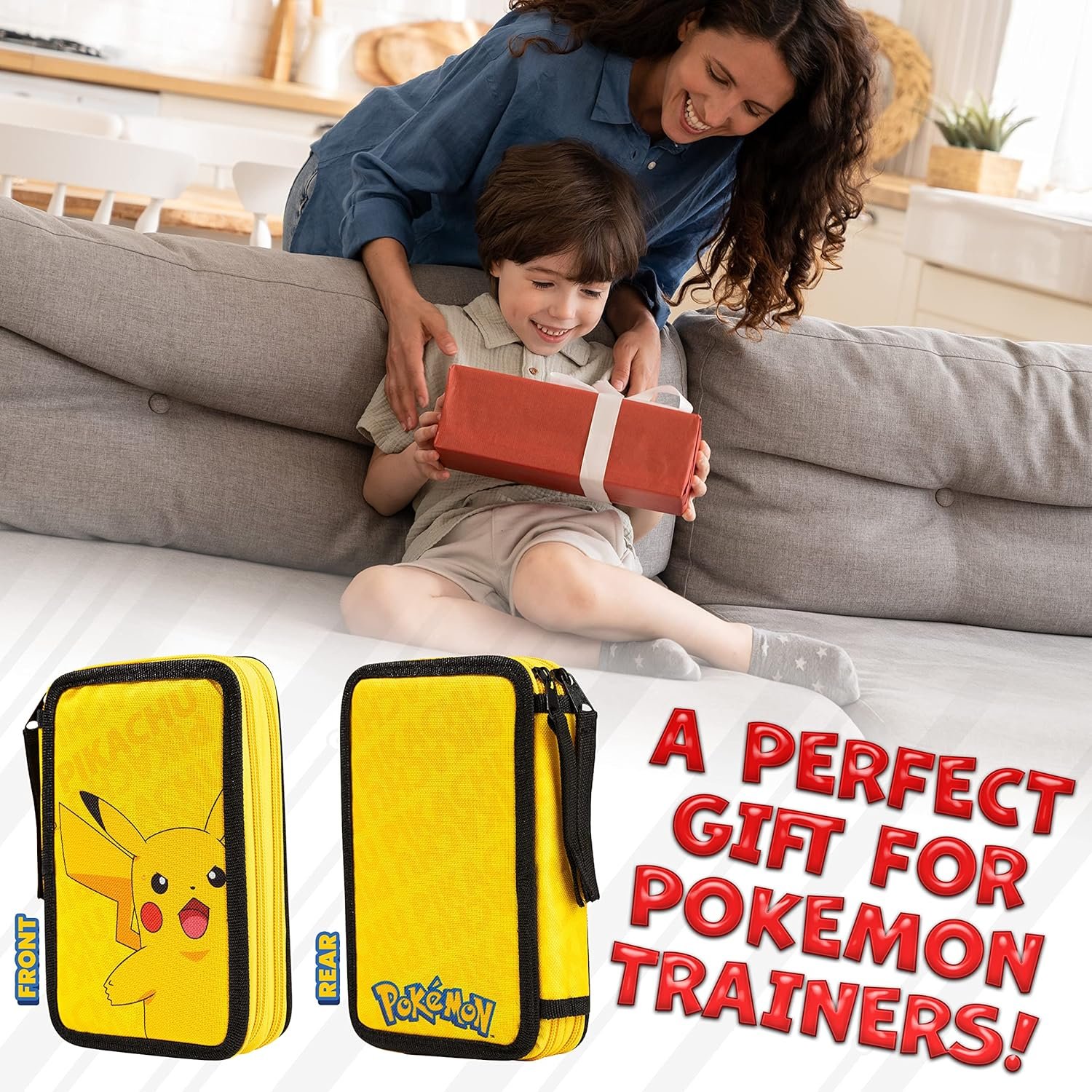 Pokemon Pencil Case for Boys Girls Pikachu Stationery Set with Colored Pencils Sharpener Ruler Eraser Notepad School Supplies Anime Gifts for Kids (Yellow) - Image 3