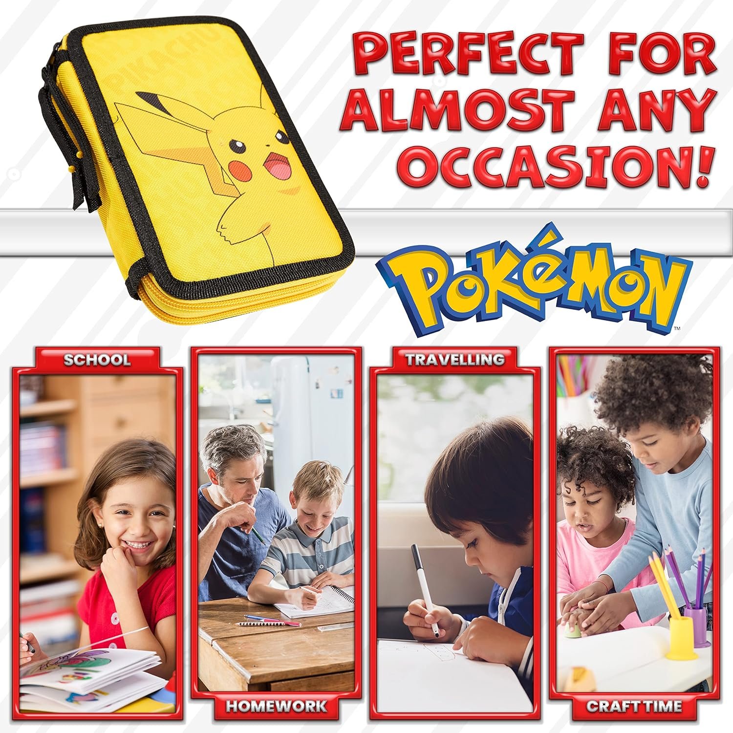 Pokemon Pencil Case for Boys Girls Pikachu Stationery Set with Colored Pencils Sharpener Ruler Eraser Notepad School Supplies Anime Gifts for Kids (Yellow) - Image 6