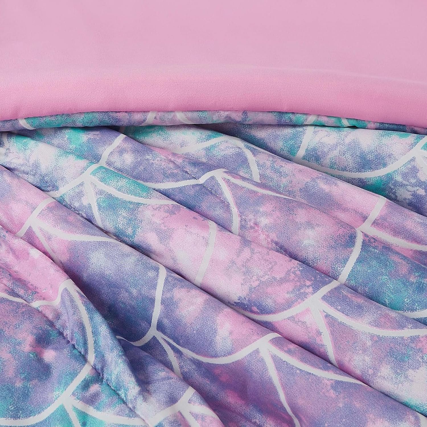 Wink Deer Full Size Comforter Set for Girls-4 Pieces Mermaid Glow in the Dark Full Bedding Sets for Kids, 1 Comforter, 2 Shams and 1 Decor Pillow - Image 9